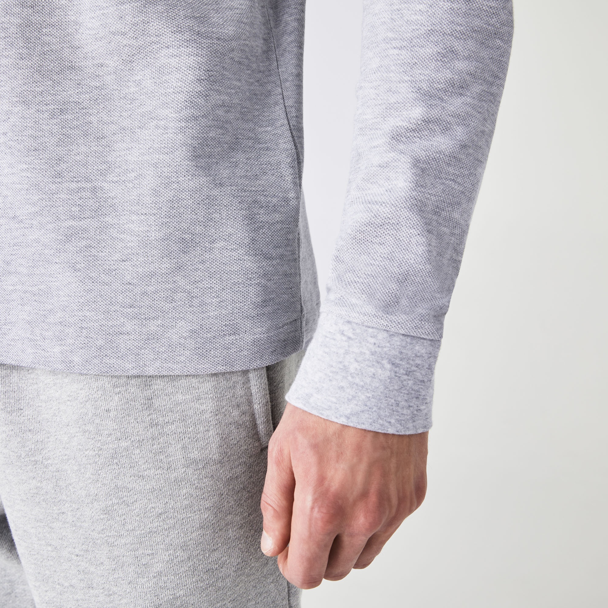 長袖 リブ カラ-ポロシャツ L1313 （杢・長袖)