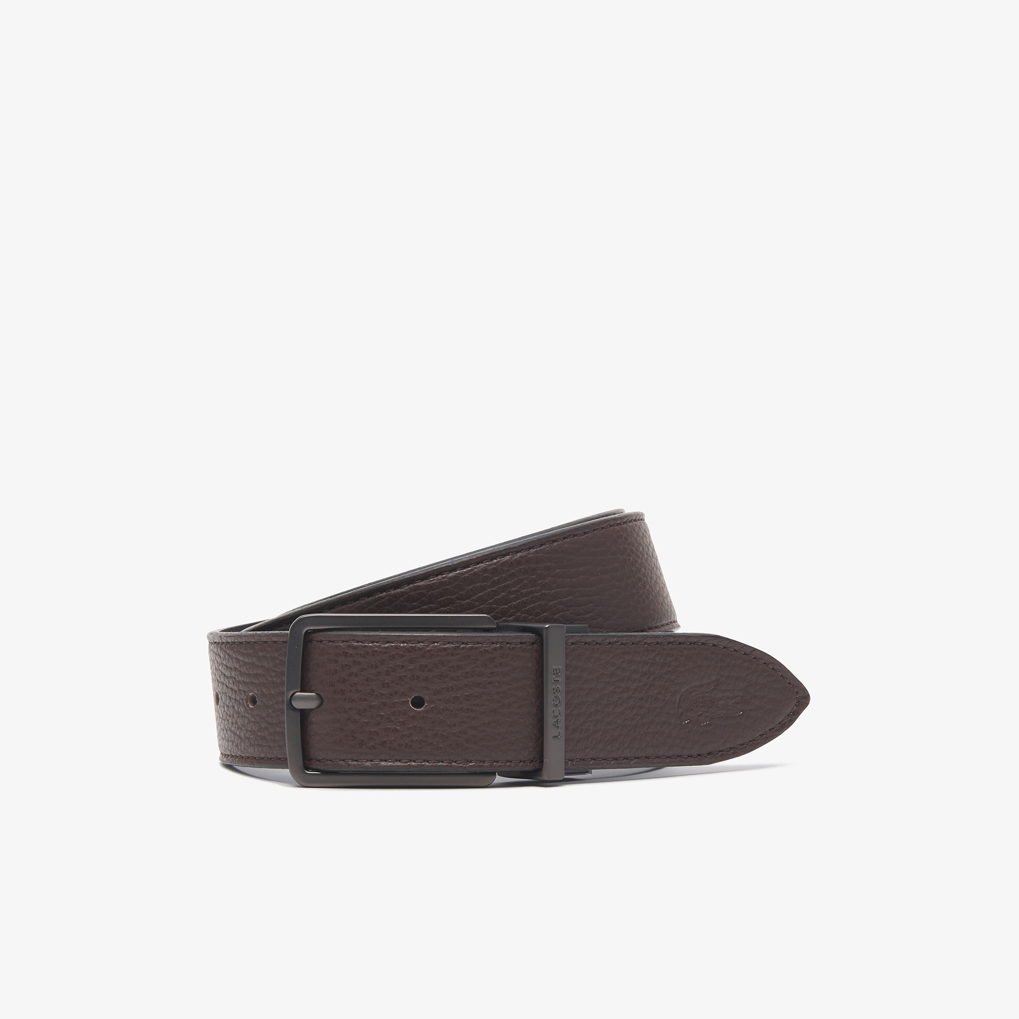 リバーシブルガンメタバックルレザーベルト