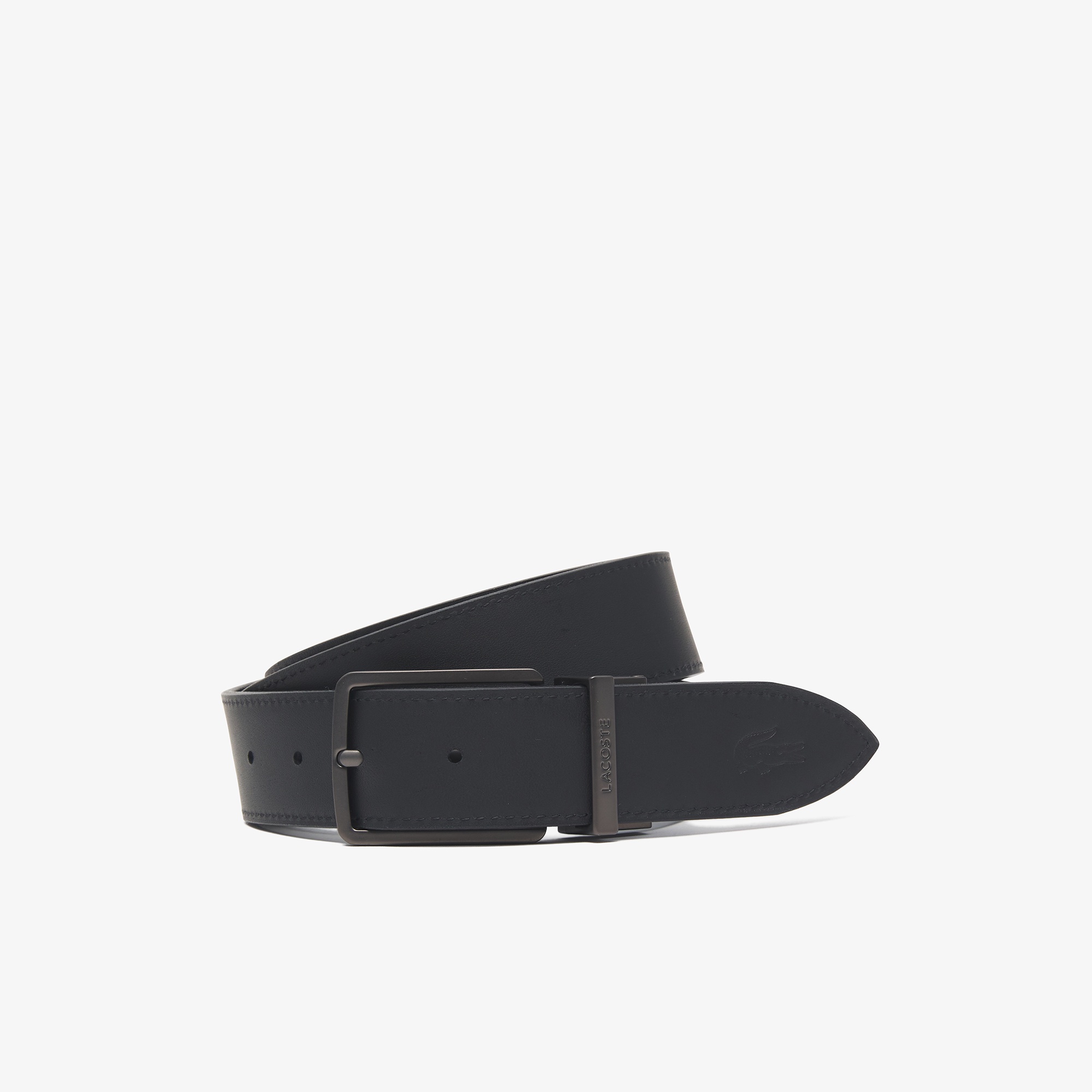 リバーシブルガンメタバックルレザーベルト