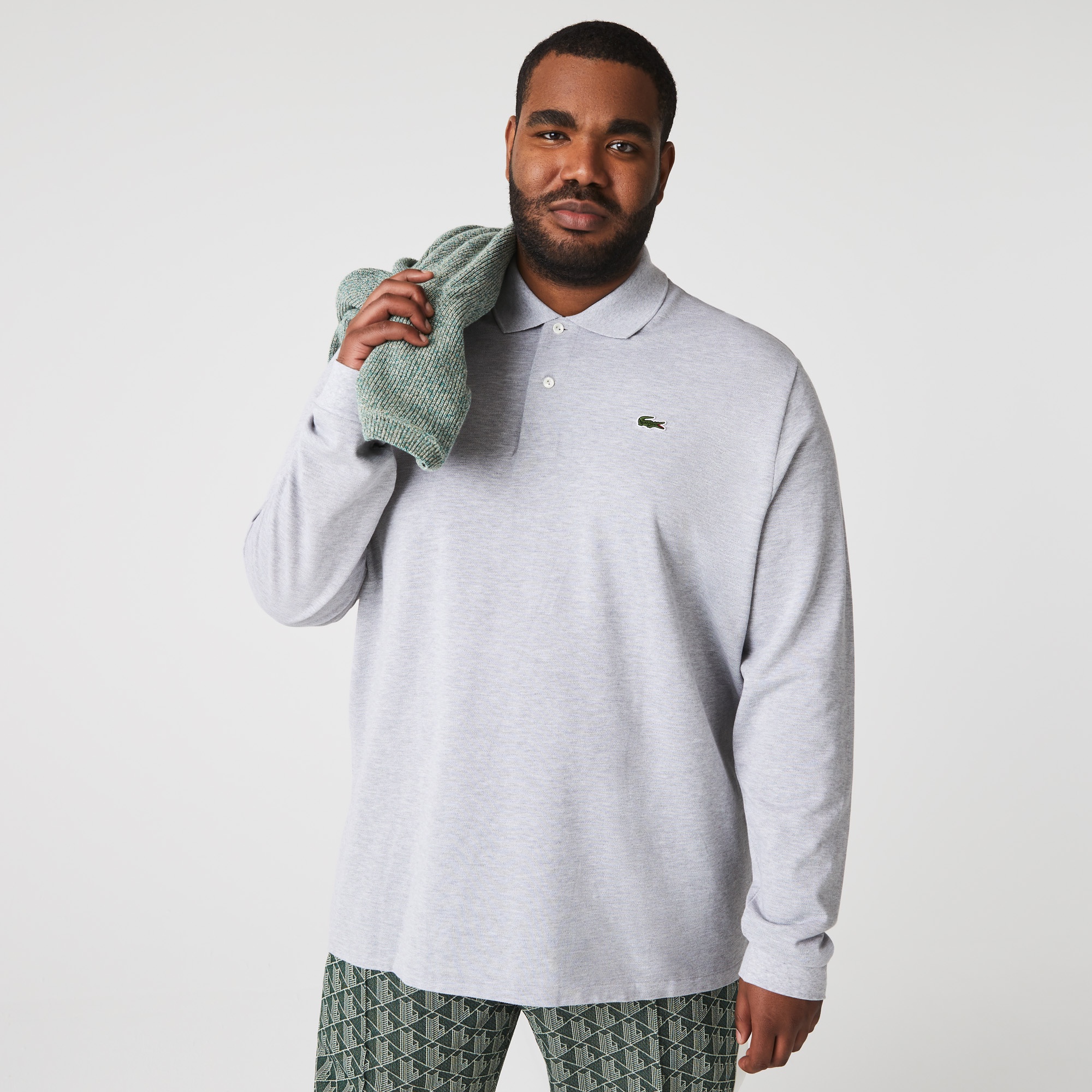 長袖 リブ カラ-ポロシャツ L1313 （杢・長袖)