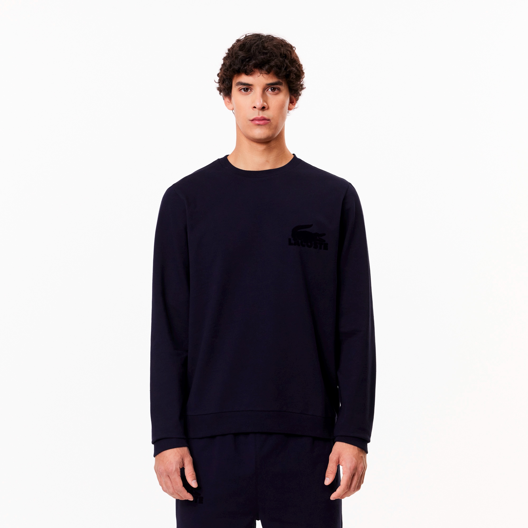 フロッキープリントコットンブレンドスウェットシャツ