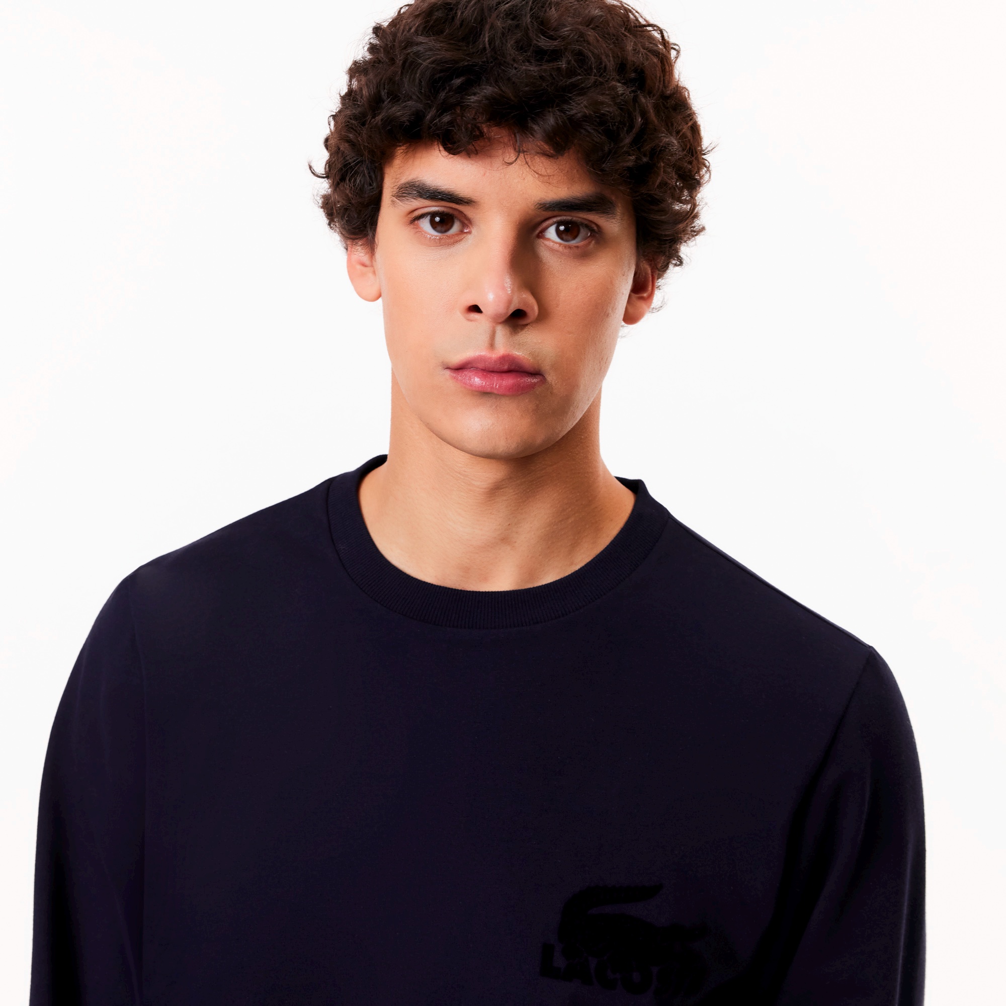 フロッキープリントコットンブレンドスウェットシャツ