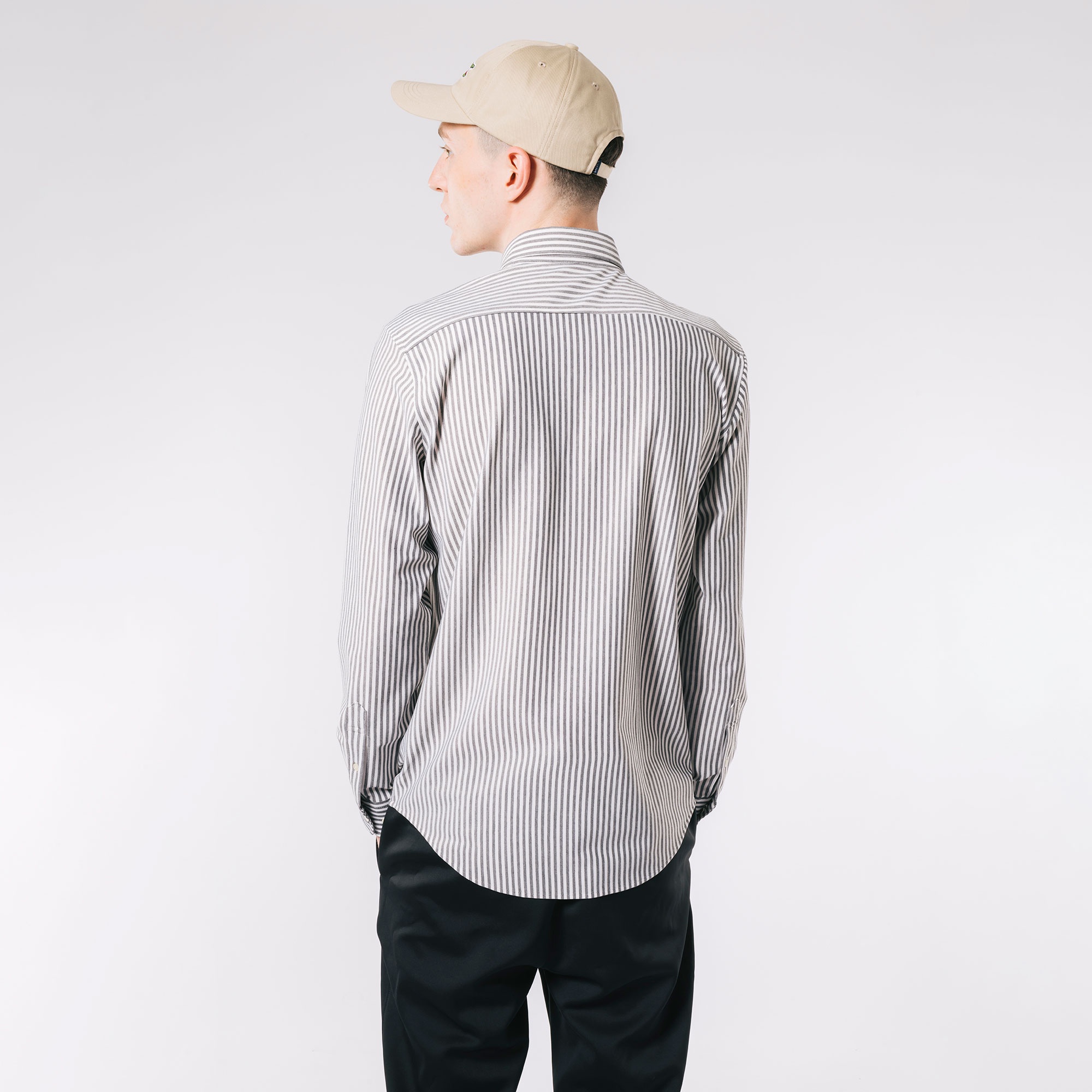 クールマックスブレンド鹿の子地ストライプシャツ