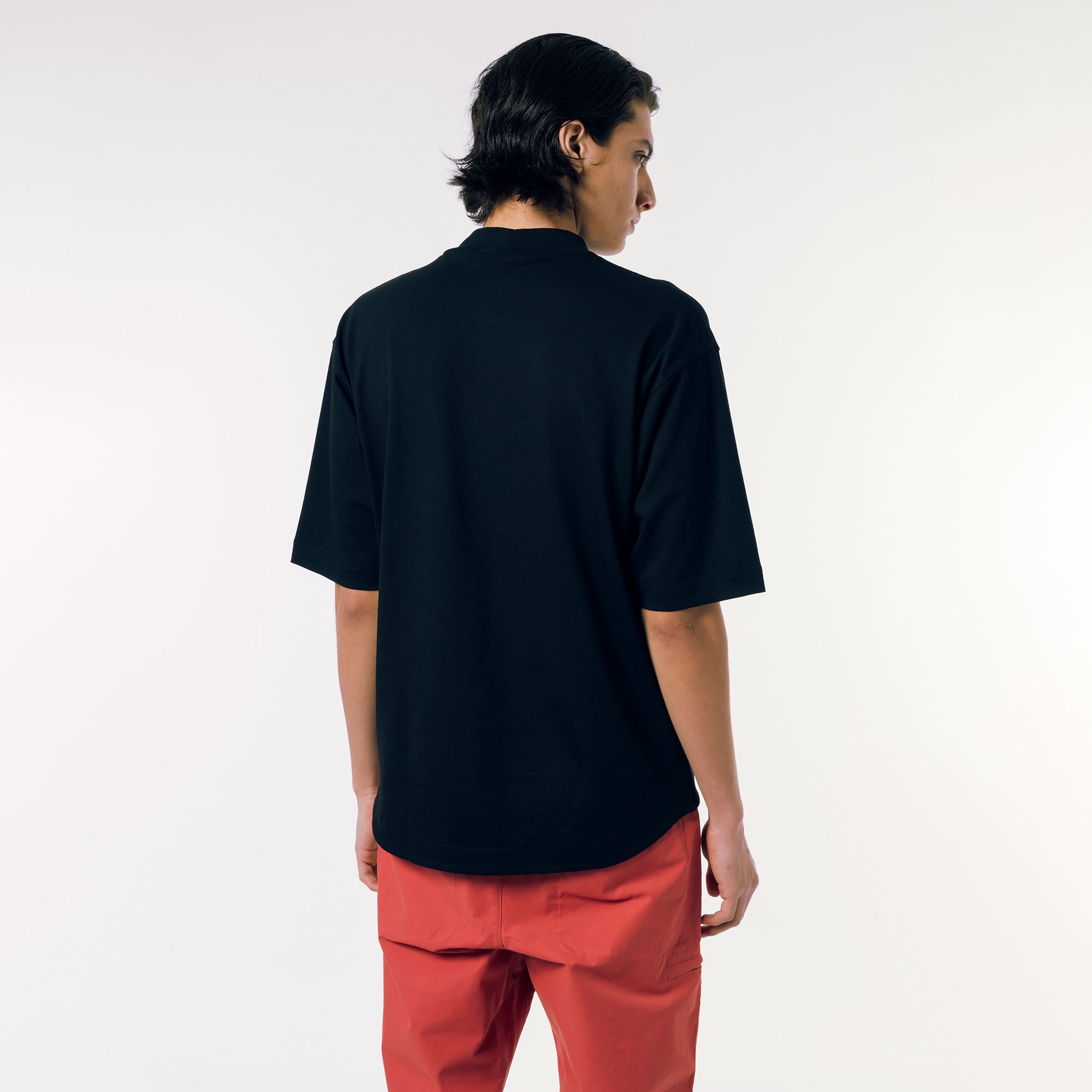 5分袖モックネックサマーニットTシャツ