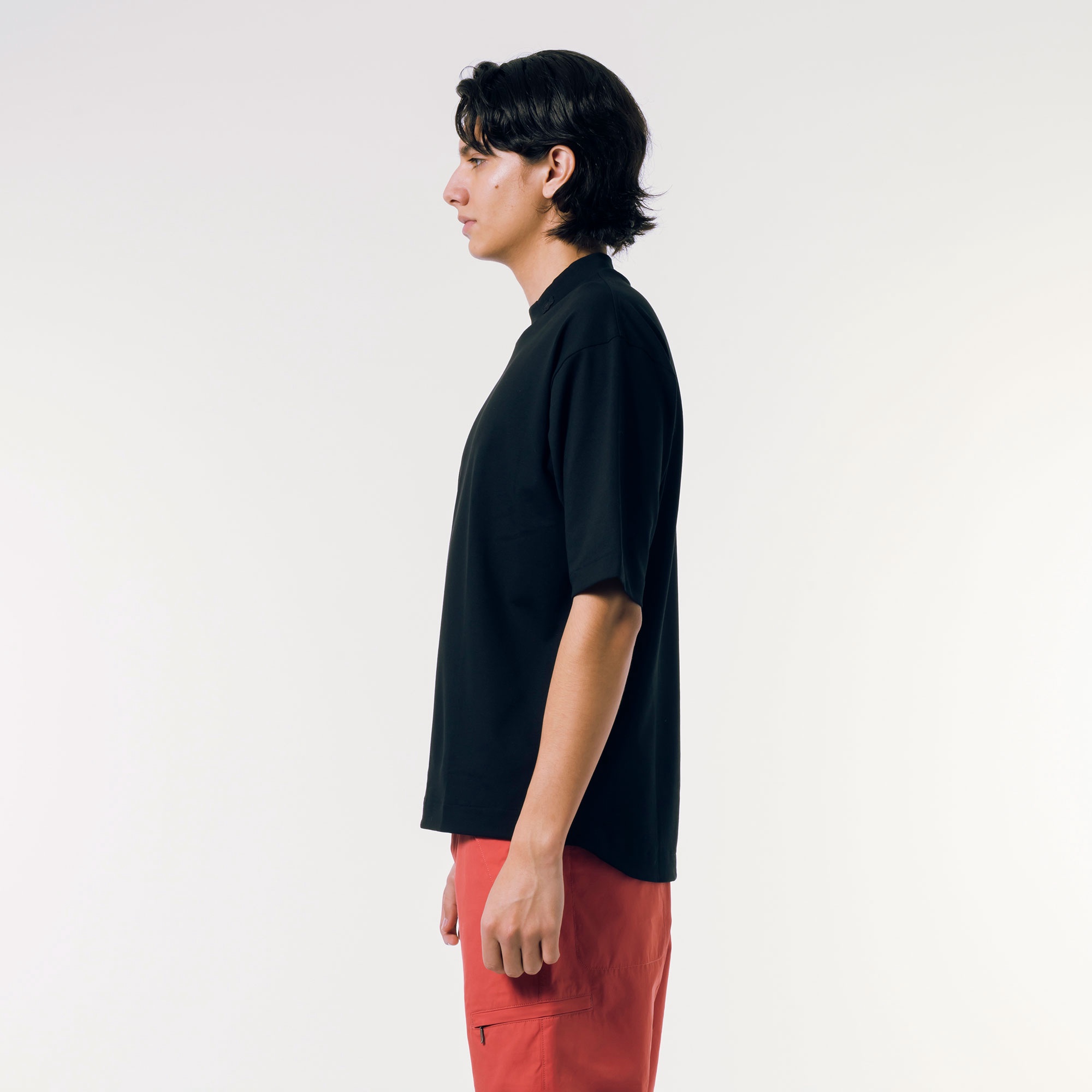 5分袖モックネックサマーニットTシャツ