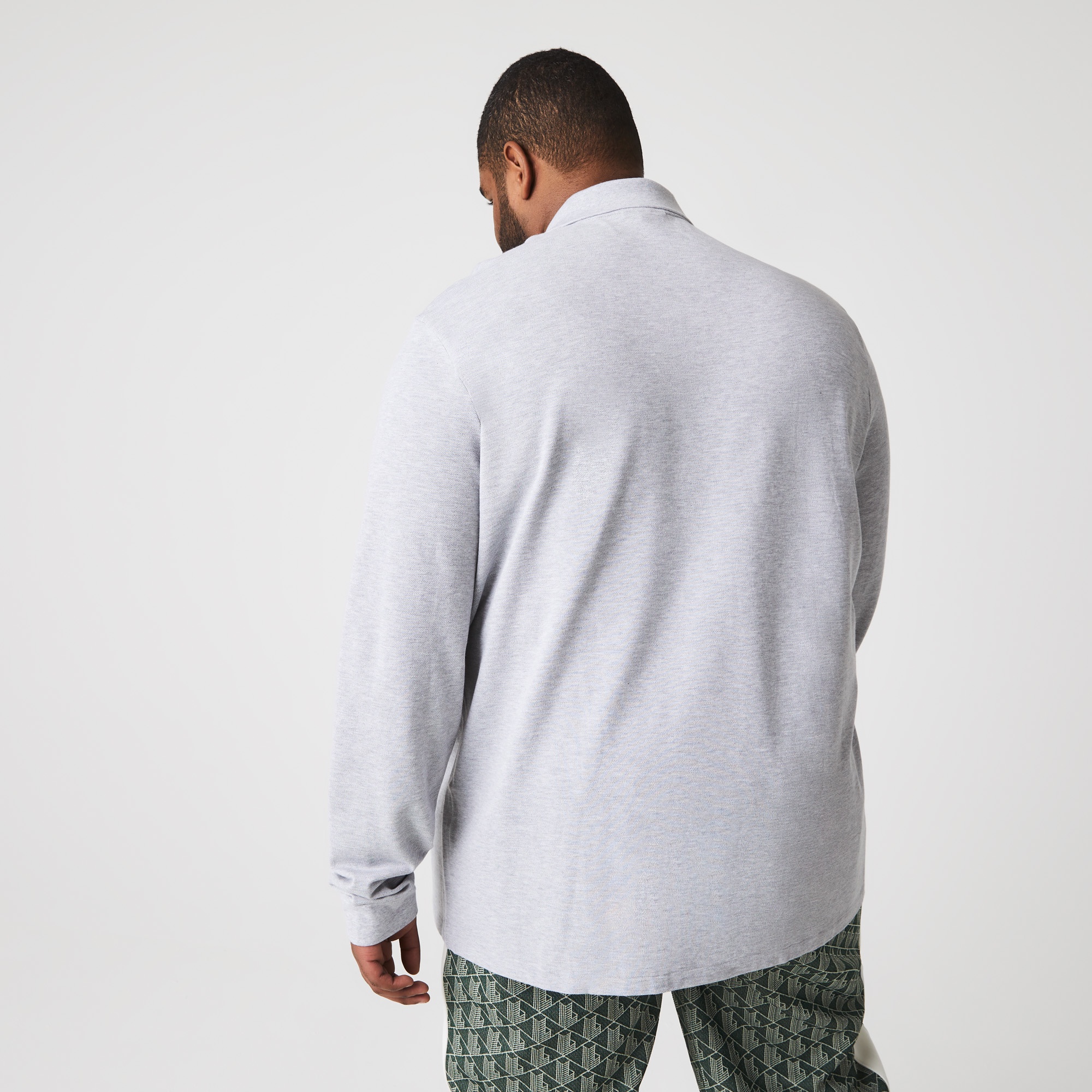 長袖 リブ カラ-ポロシャツ L1313 （杢・長袖)