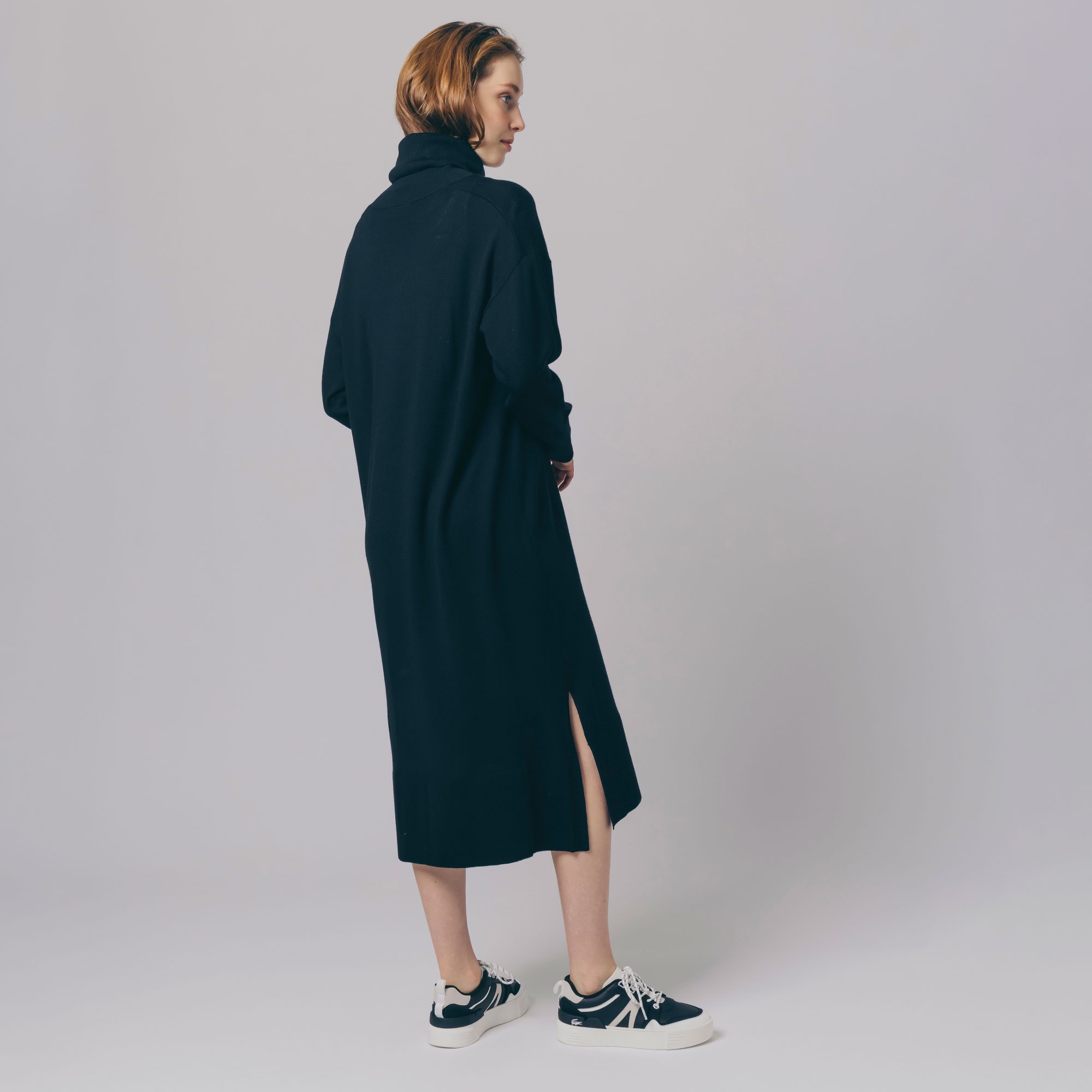 ウォッシャブルウールタートルネックマキシドレス
