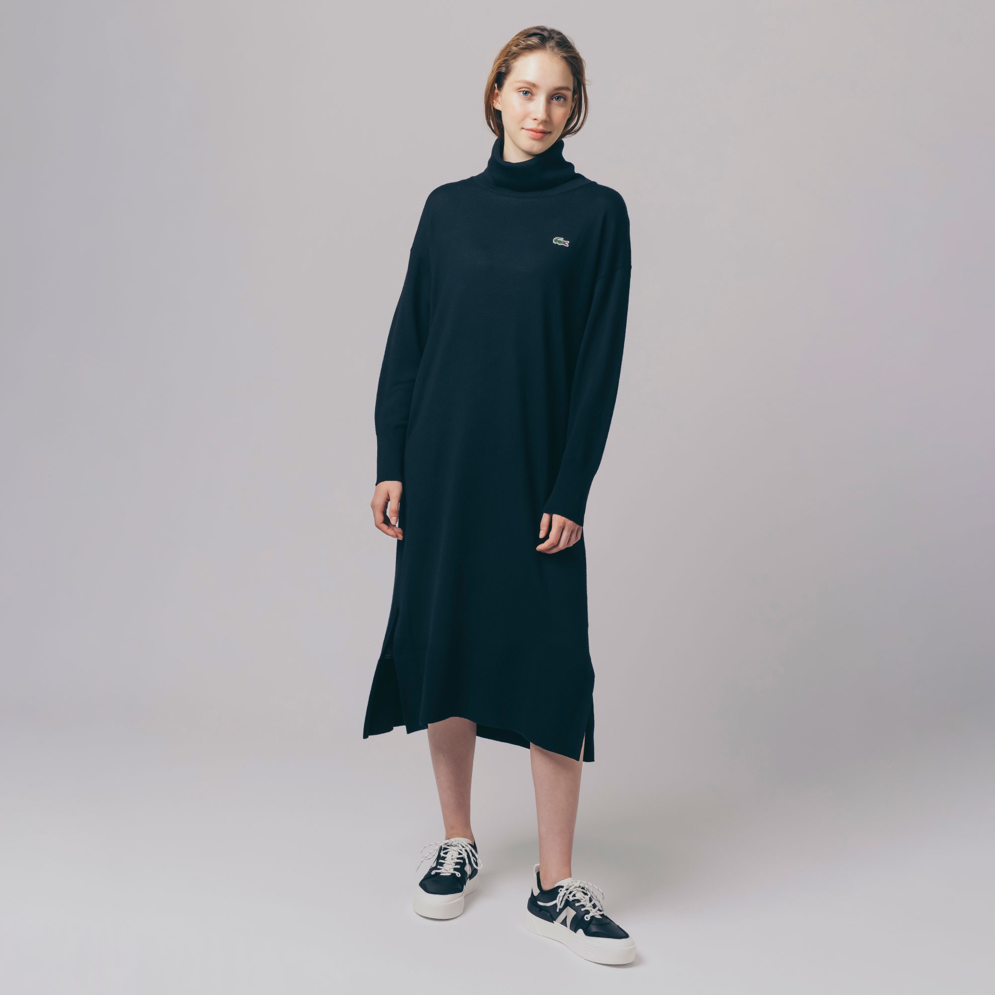 ウォッシャブルウールタートルネックマキシドレス