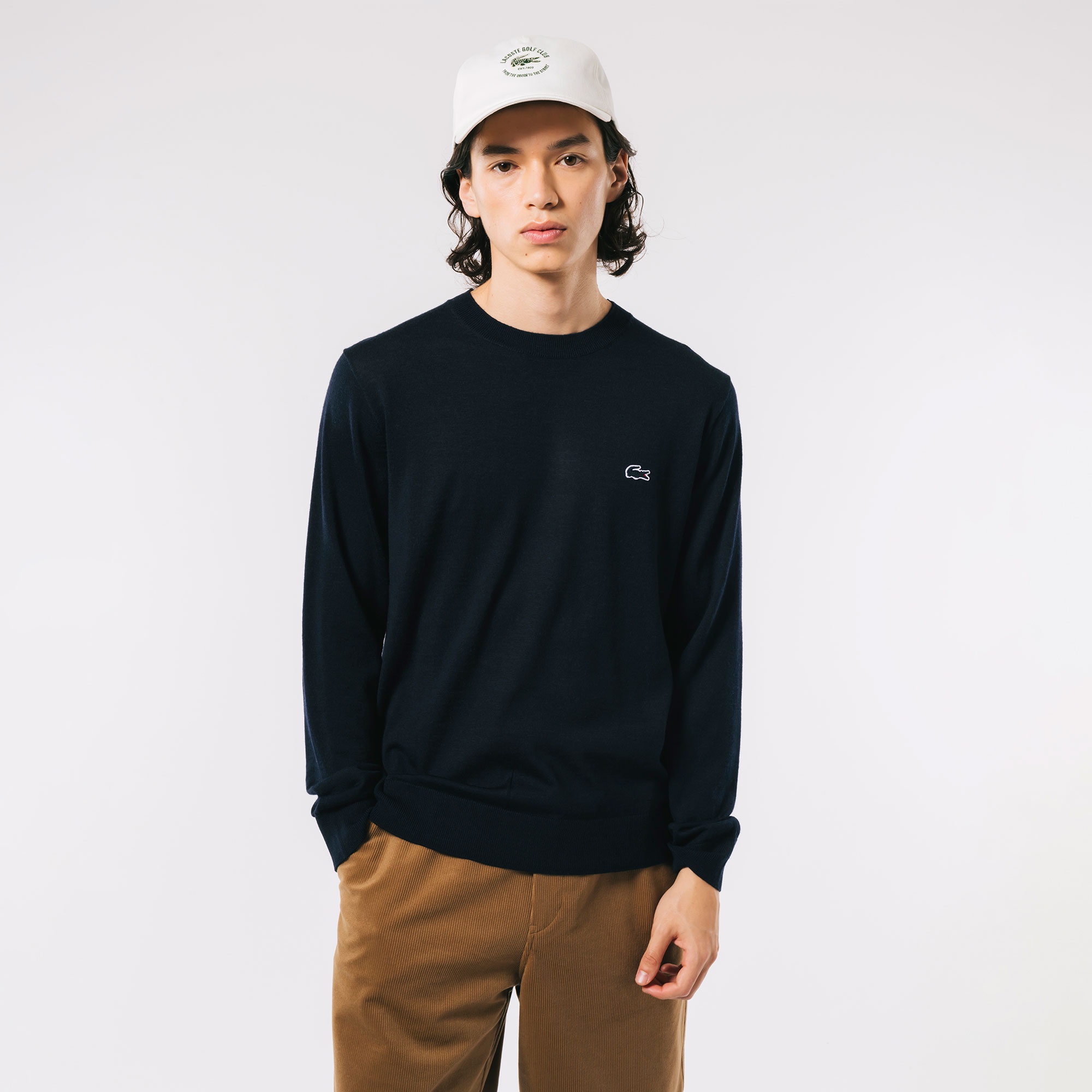 ウォッシャブルウールクルーネックニットセーター