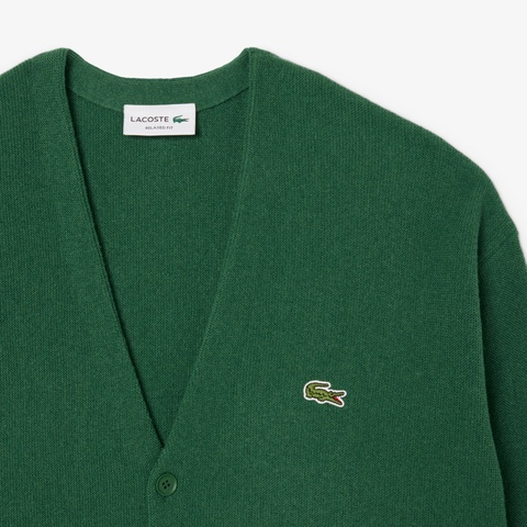 ☆LACOSTE☆ Vネック カーディガン UVカット 吸水速乾 COOL MAX クールマックス Vネックニット
