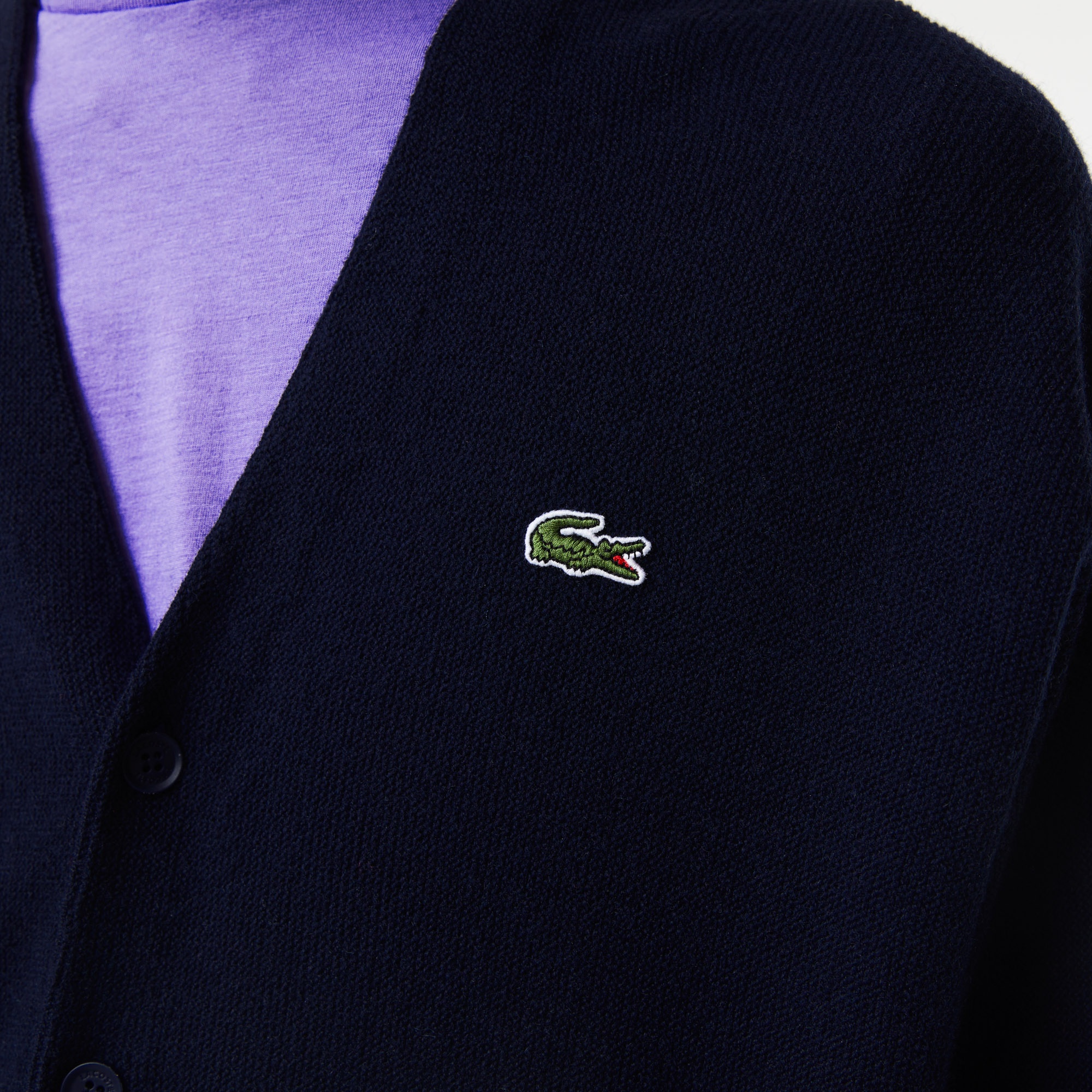 ガーター編みVネックカーディガン