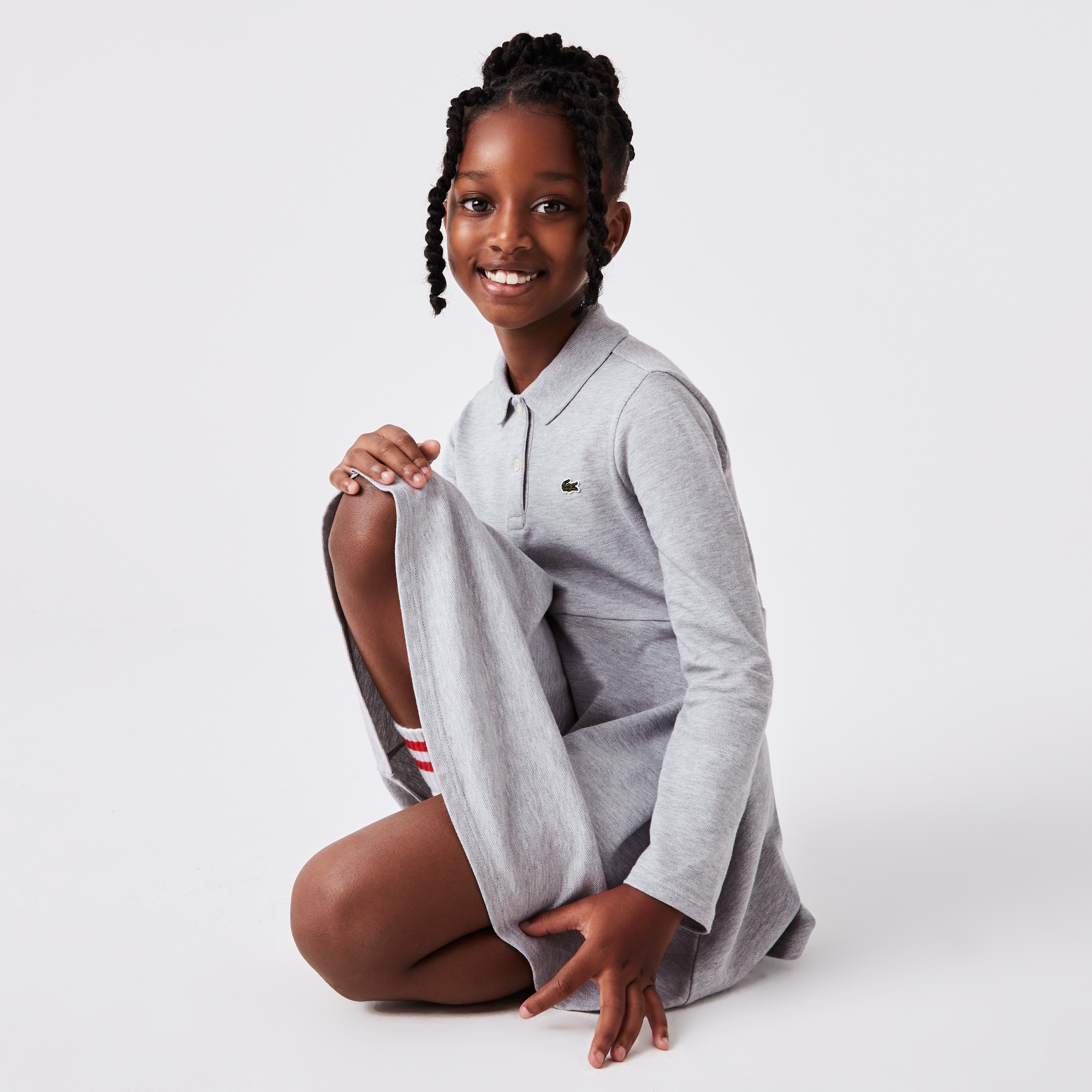 GIRLS鹿の子地ポロドレス