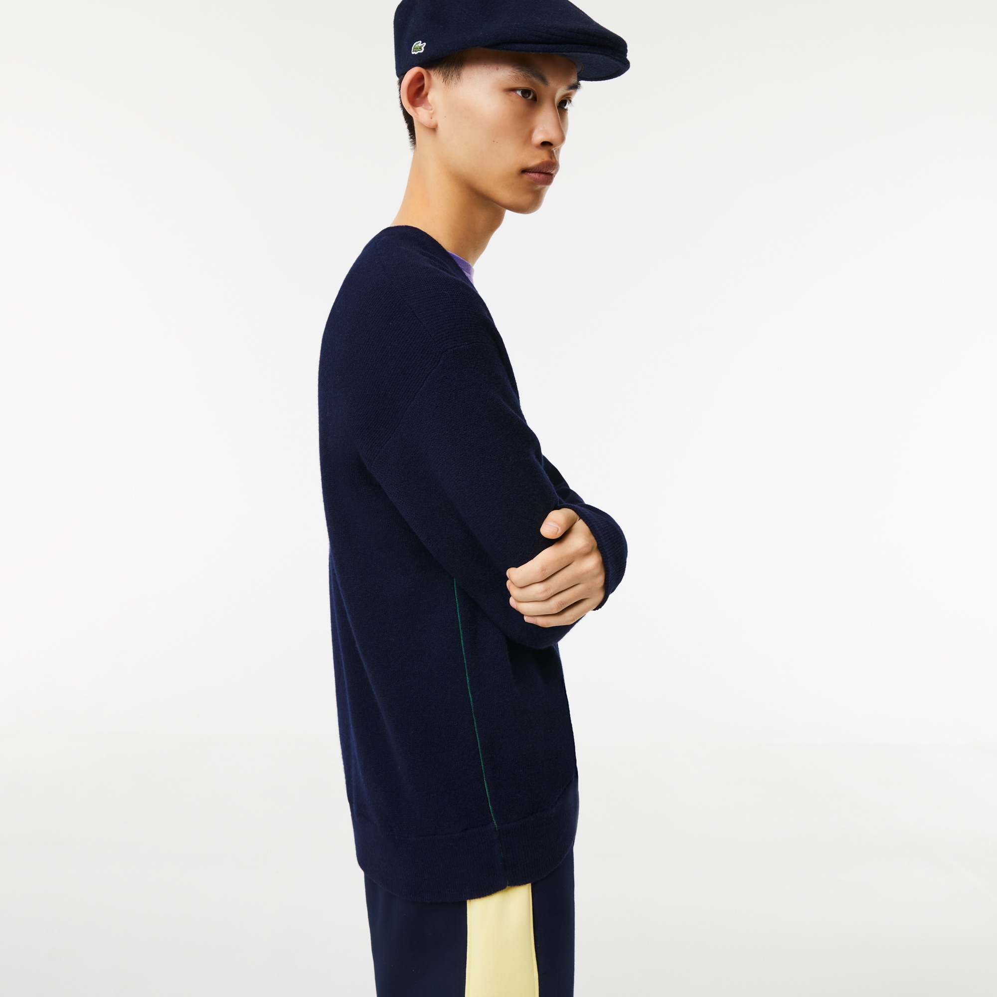 ガーター編みVネックカーディガン