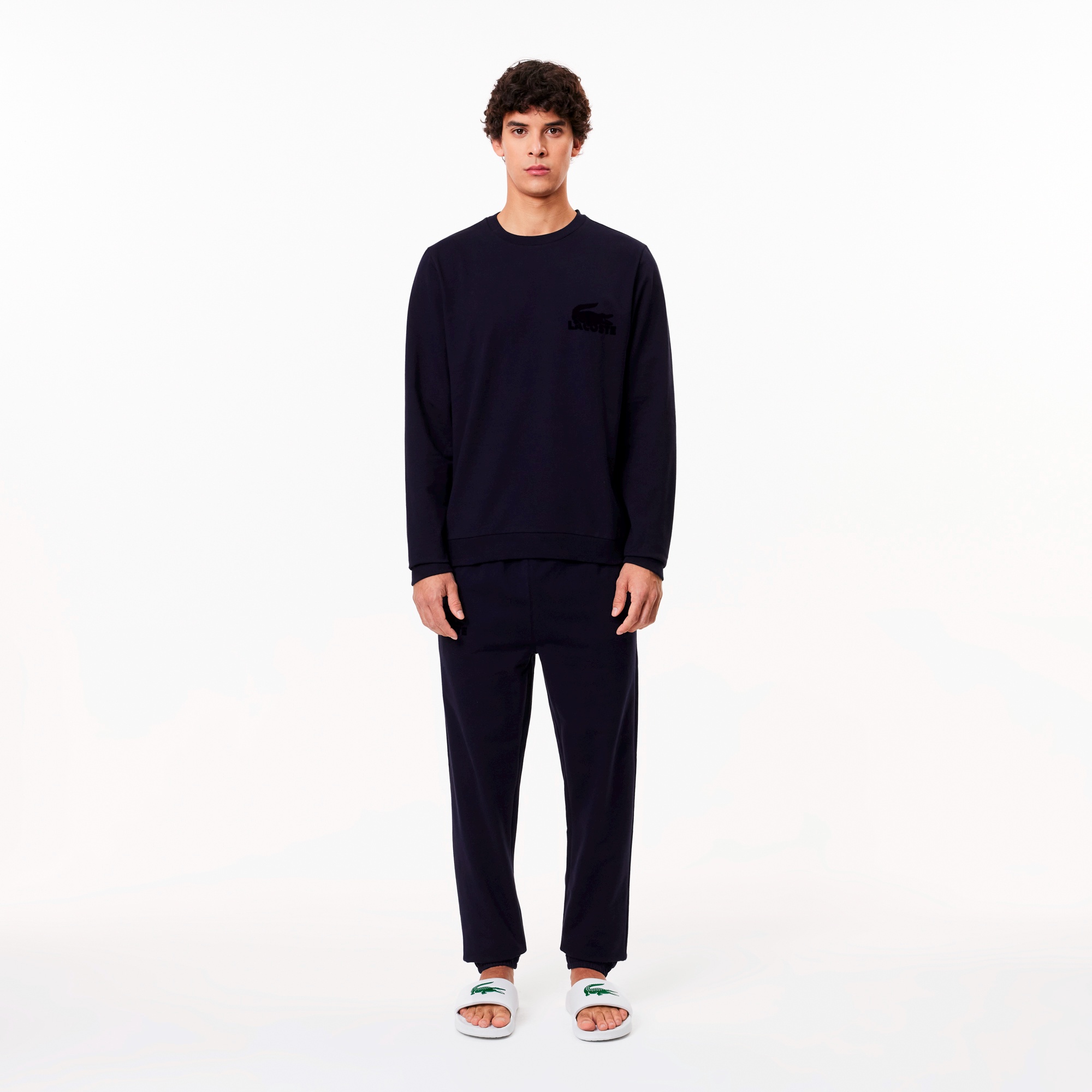 フロッキープリントコットンブレンドスウェットシャツ