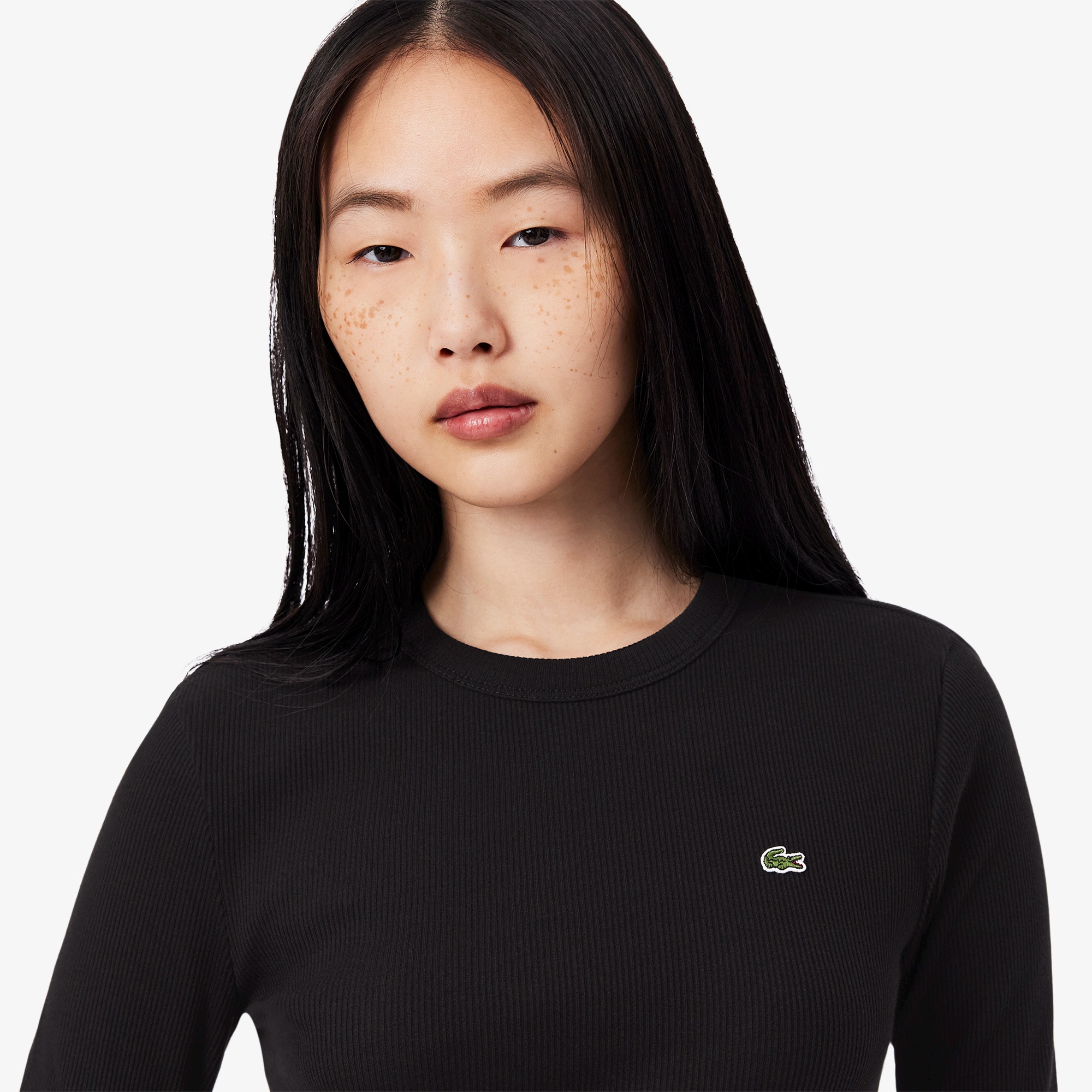 ワンポイントリブニットスリムセーター