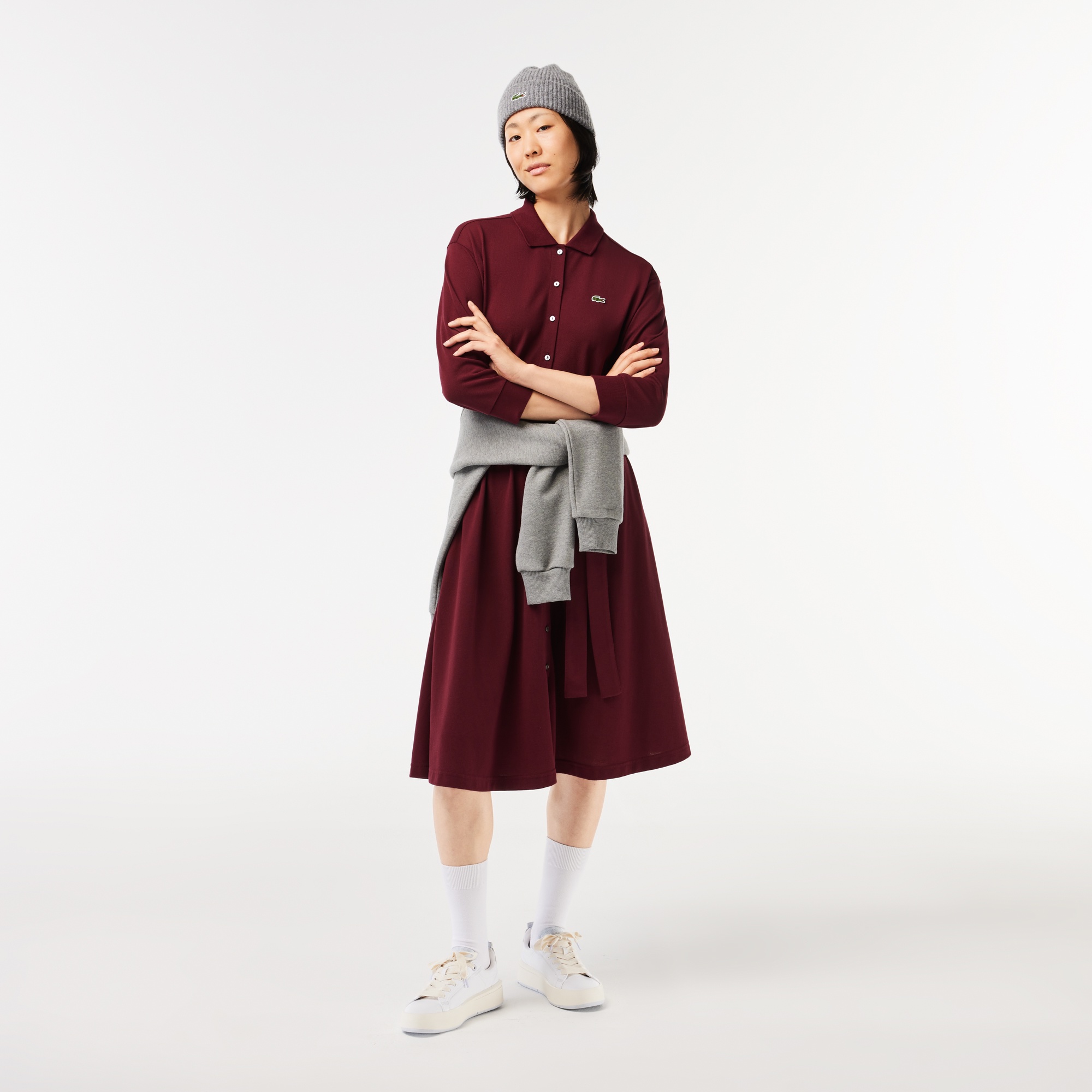 鹿の子地シャツドレス