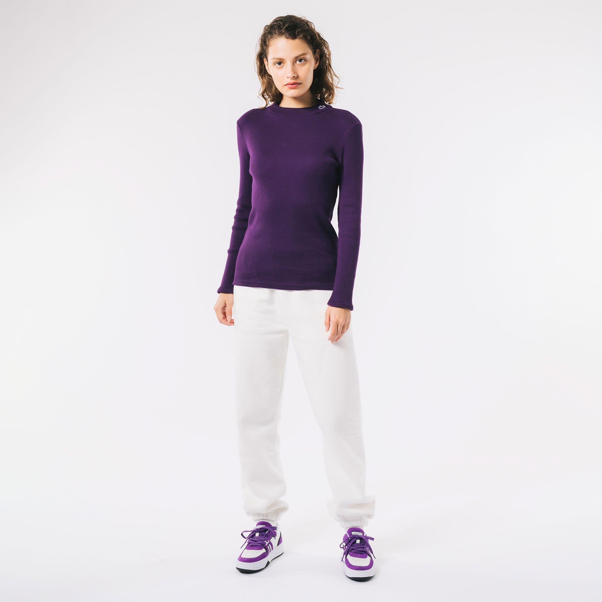 モックネックロングスリーブTシャツ