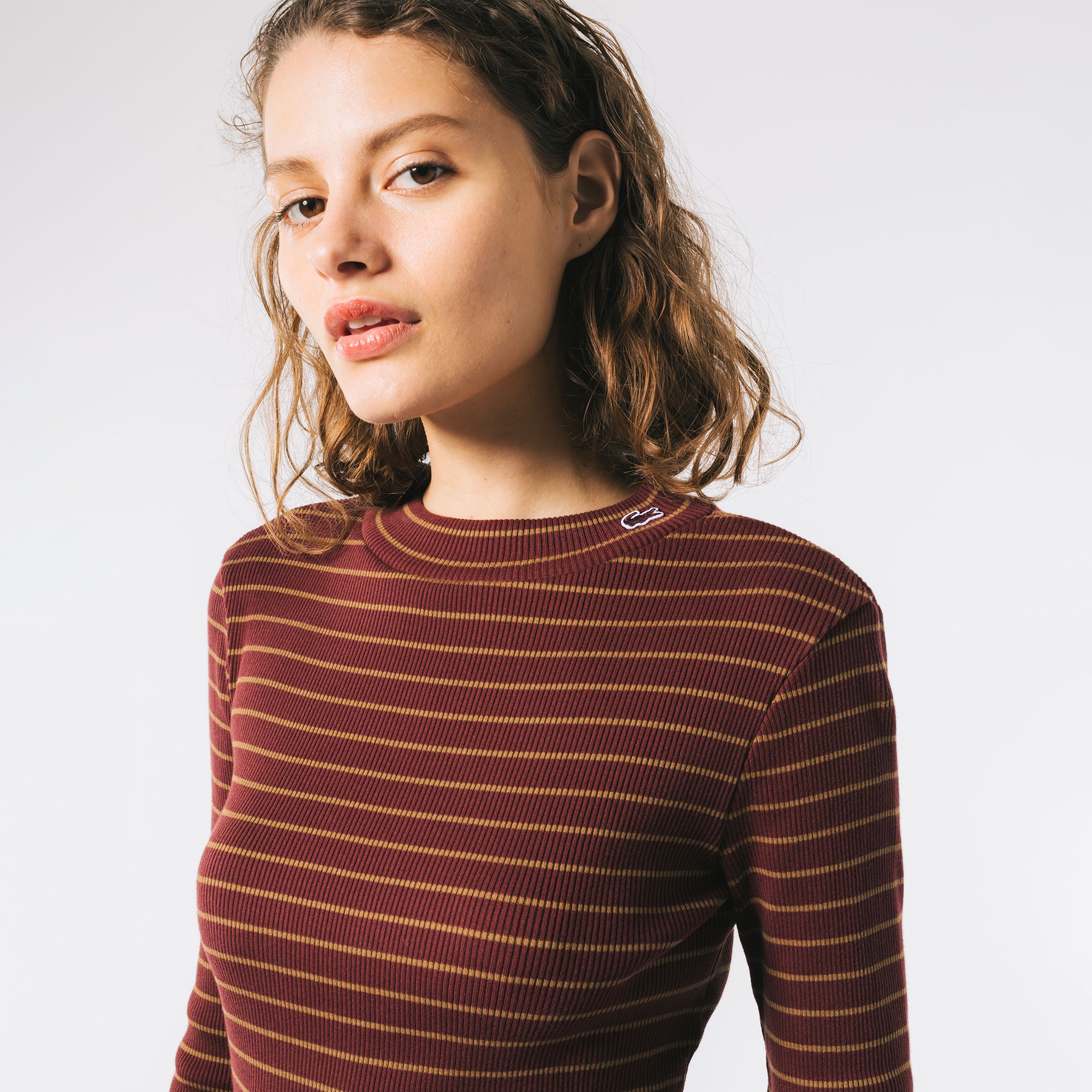 モックネックロングスリーブTシャツ