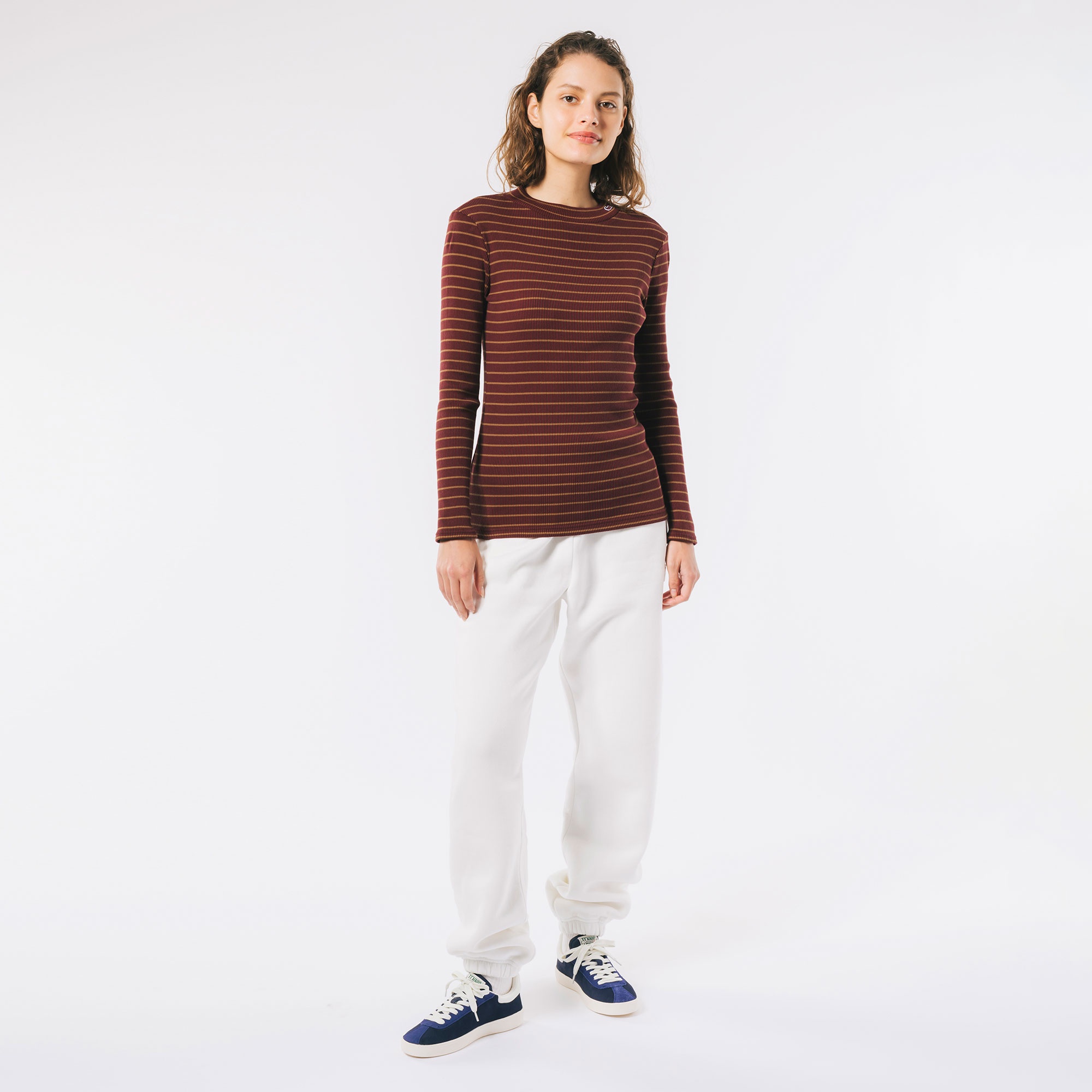 モックネックロングスリーブTシャツ