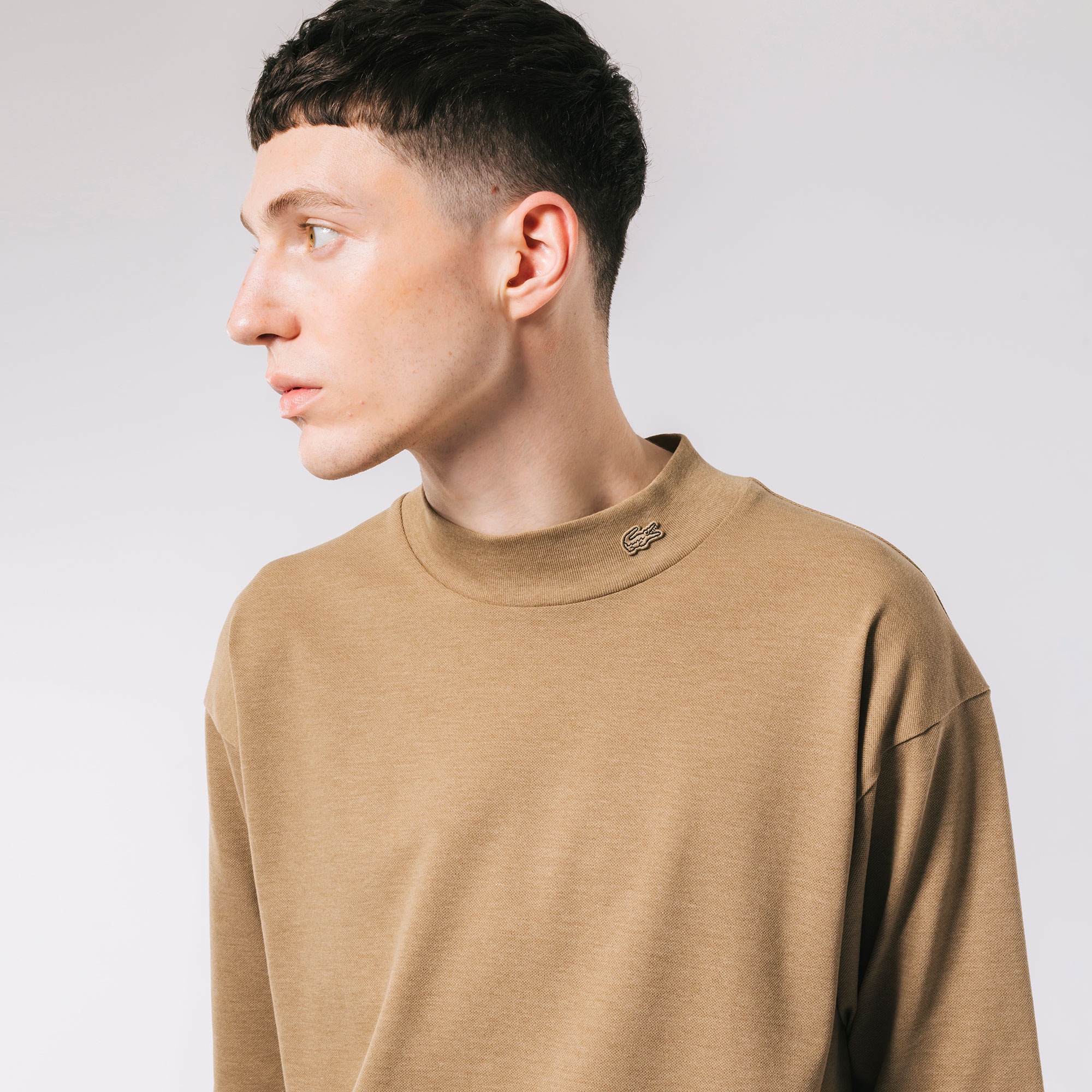 5分袖モックネックサマーニットTシャツ