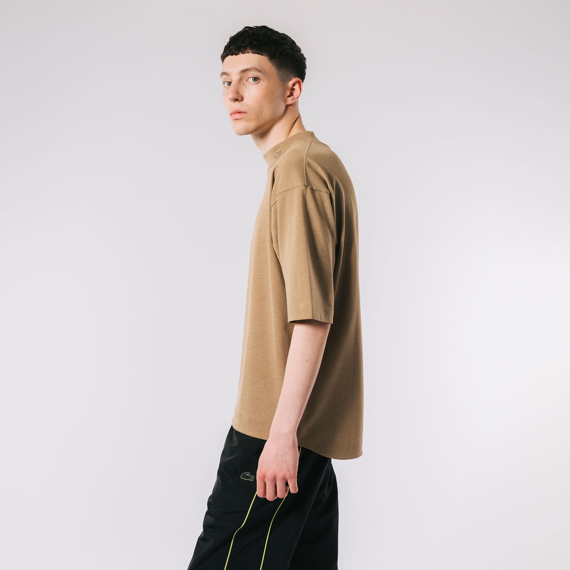 5分袖モックネックサマーニットTシャツ