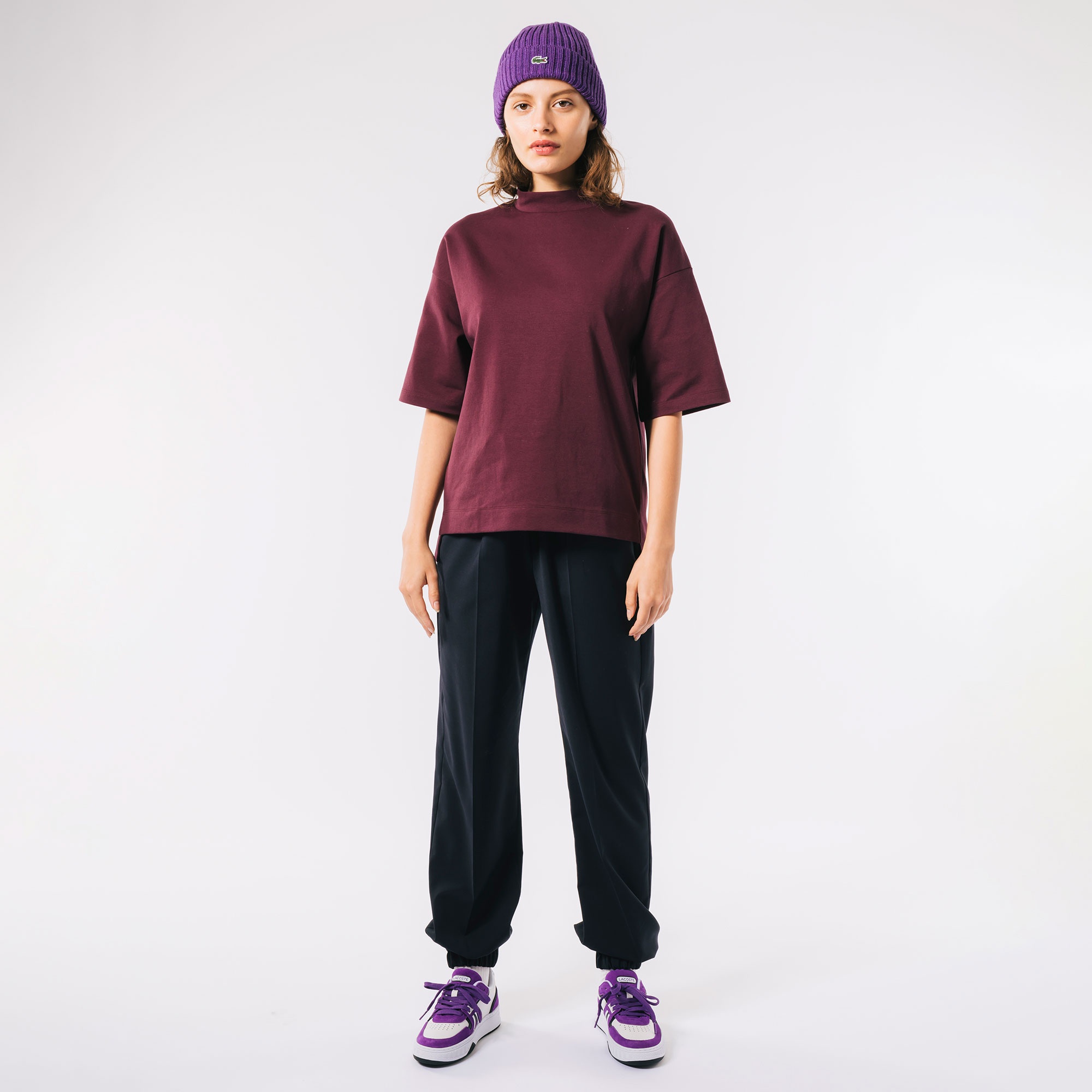 モックネックミラノリブニットTシャツ