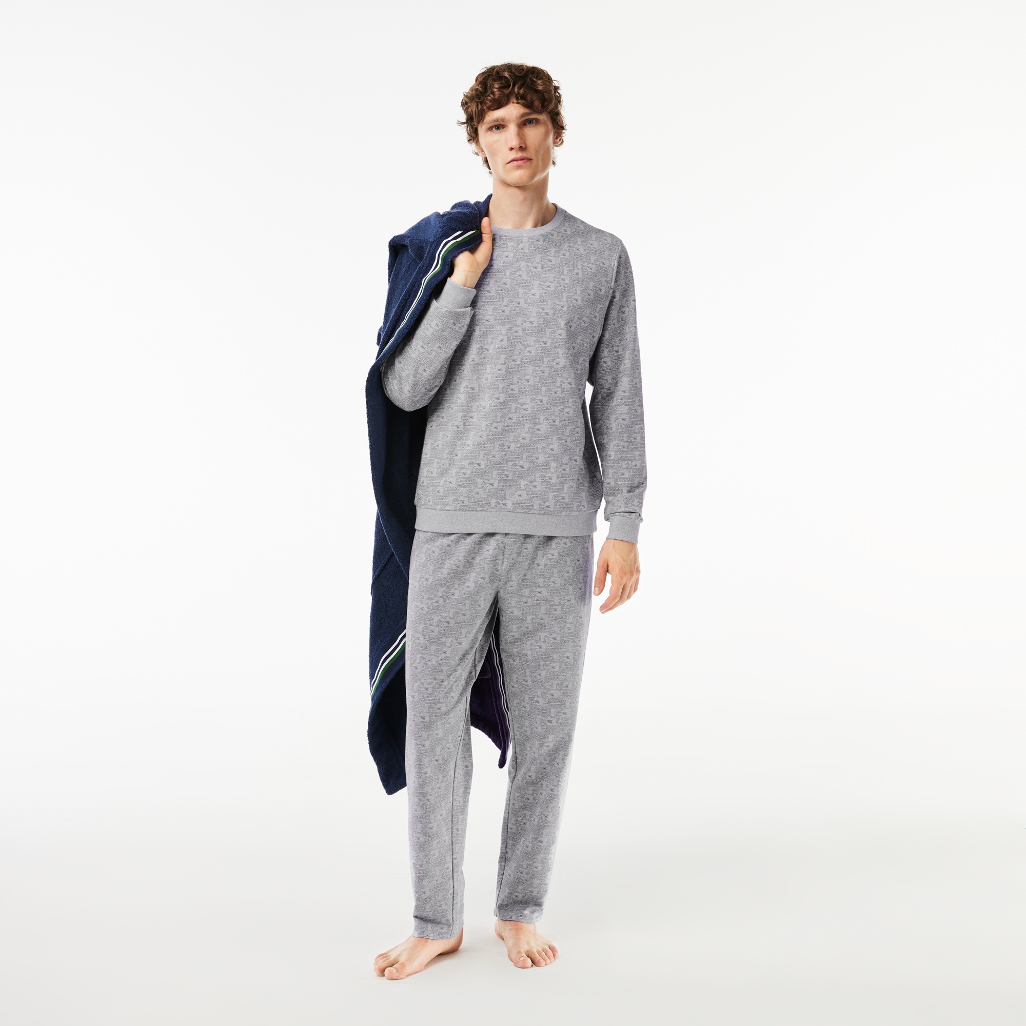 ワニロゴ＆ボックスロゴ総柄ルームスウェット