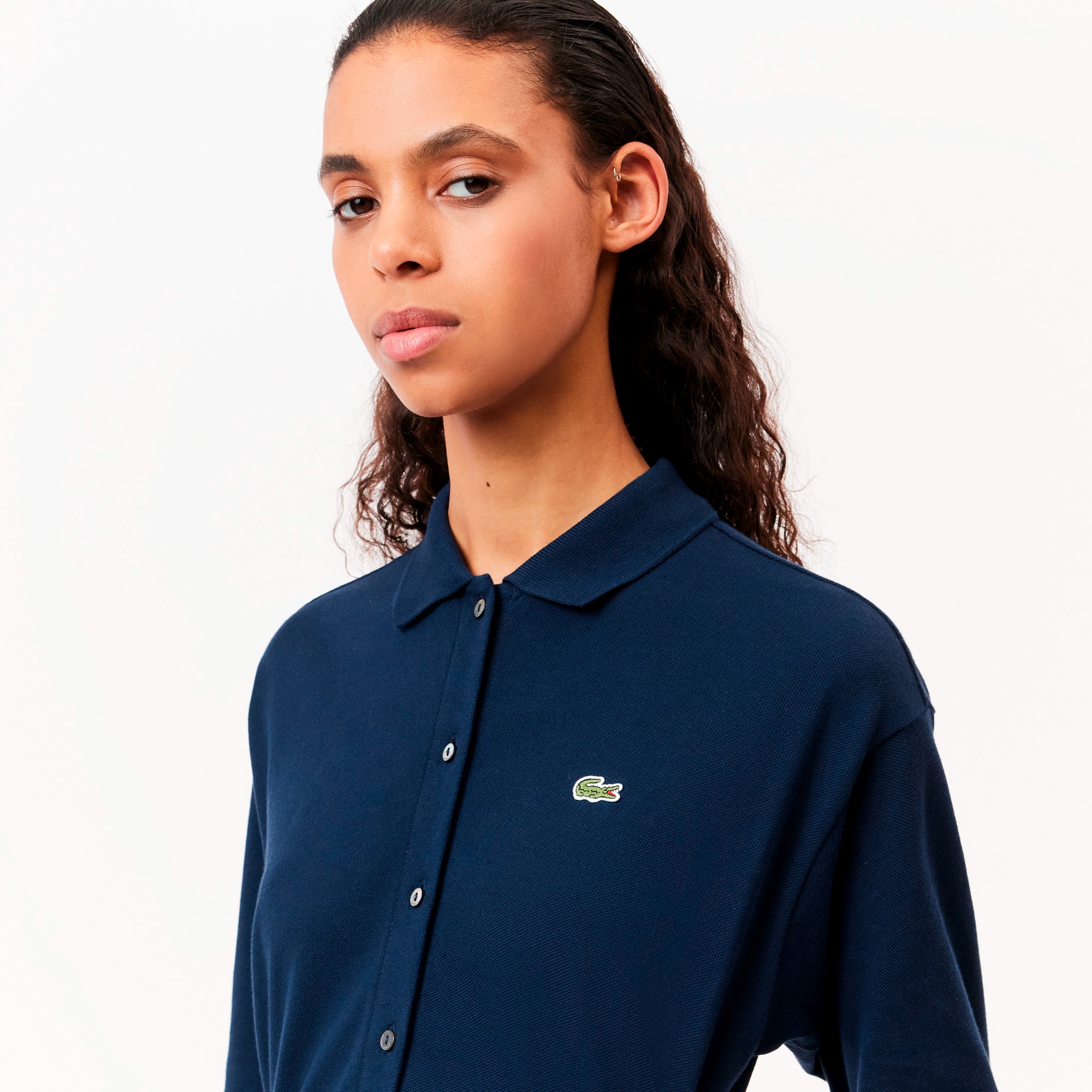 鹿の子地シャツドレス