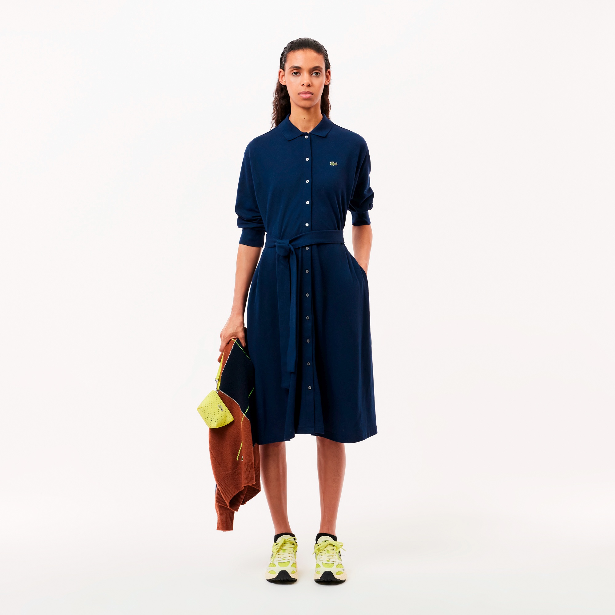 鹿の子地シャツドレス