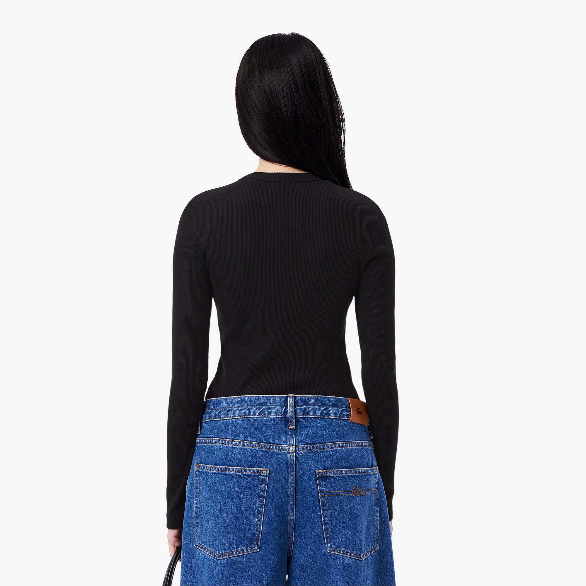 ワンポイントリブニットスリムセーター