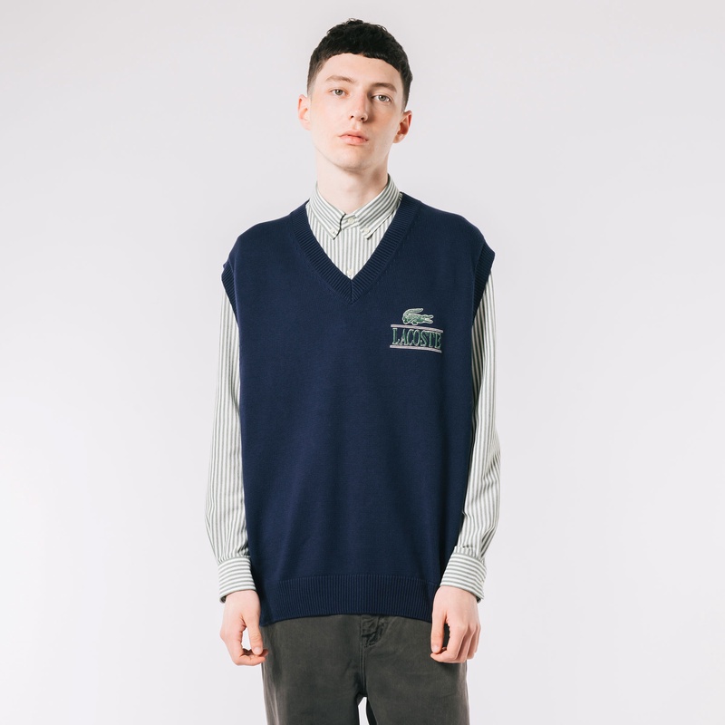 ゴルフ LACOSTE ボーダー モックネック ゴルフベスト FR4