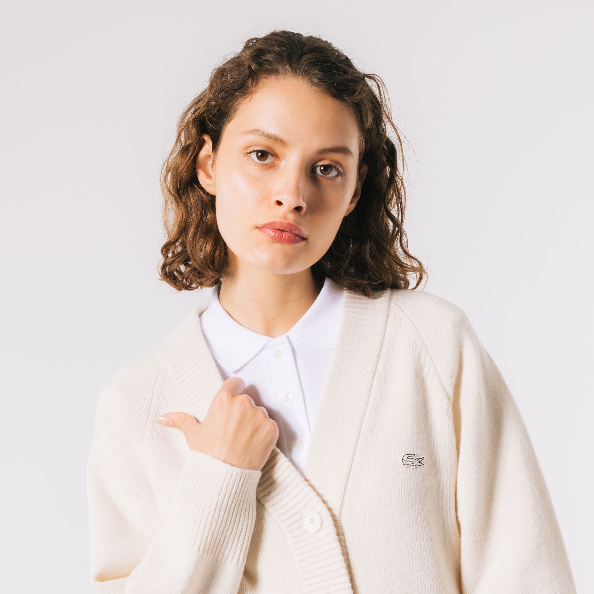 前後切り替えコンビネーションVネックニットカーディガン