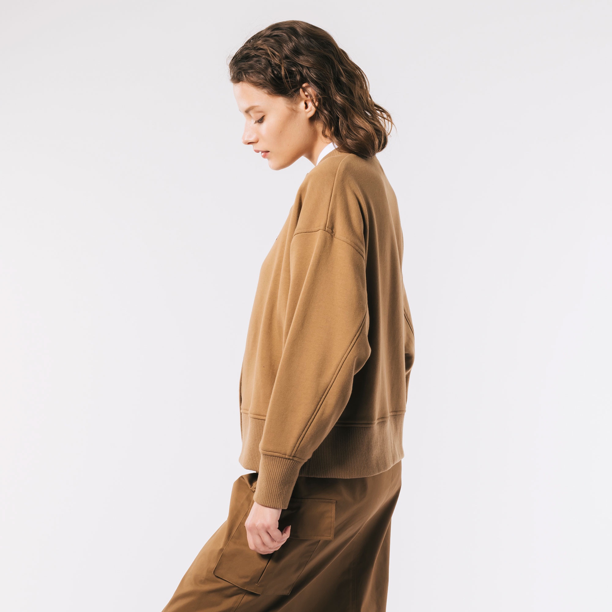 ドルマンスリーブクルーネックスウェットカーディガン