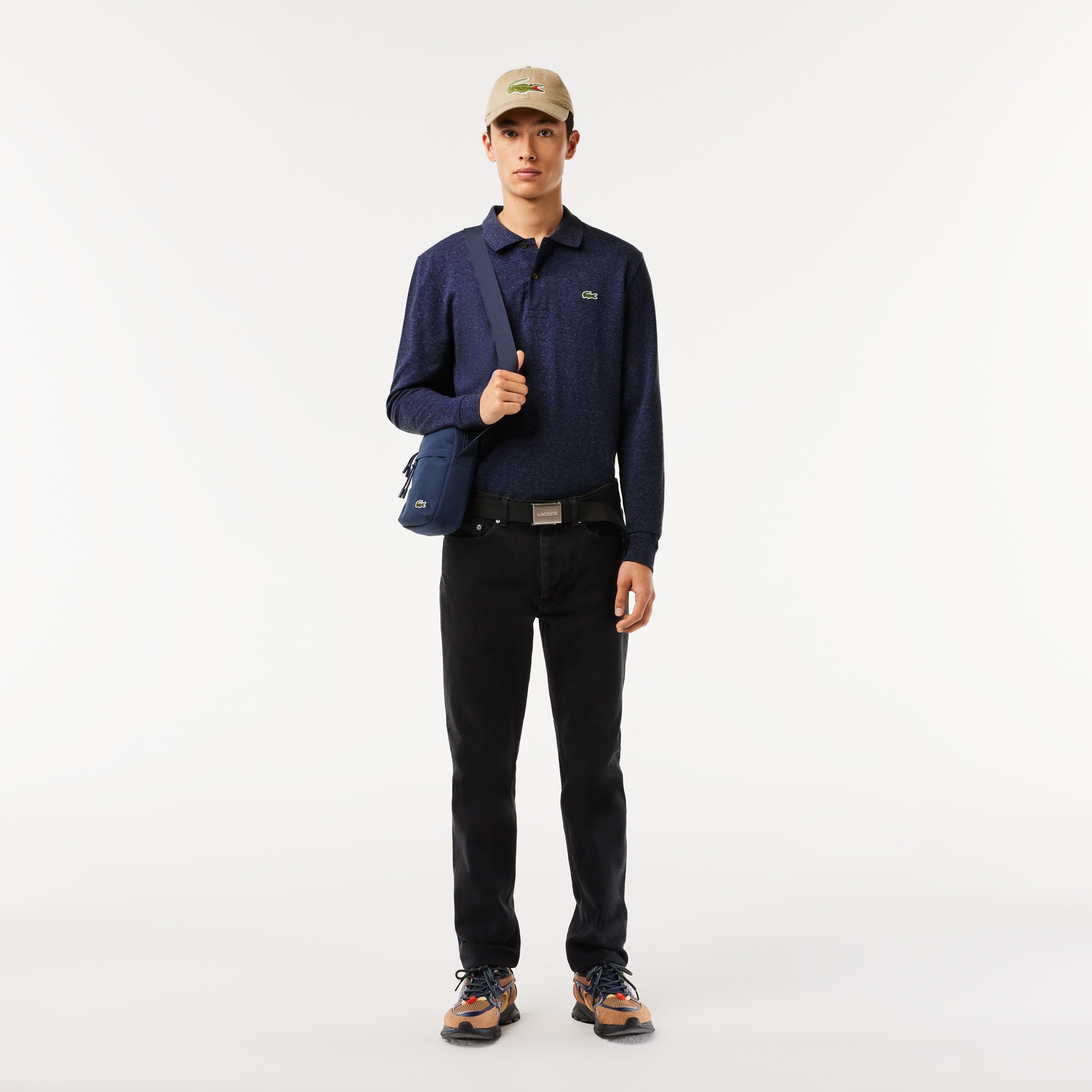 長袖 リブ カラ-ポロシャツ L1313 （杢・長袖)