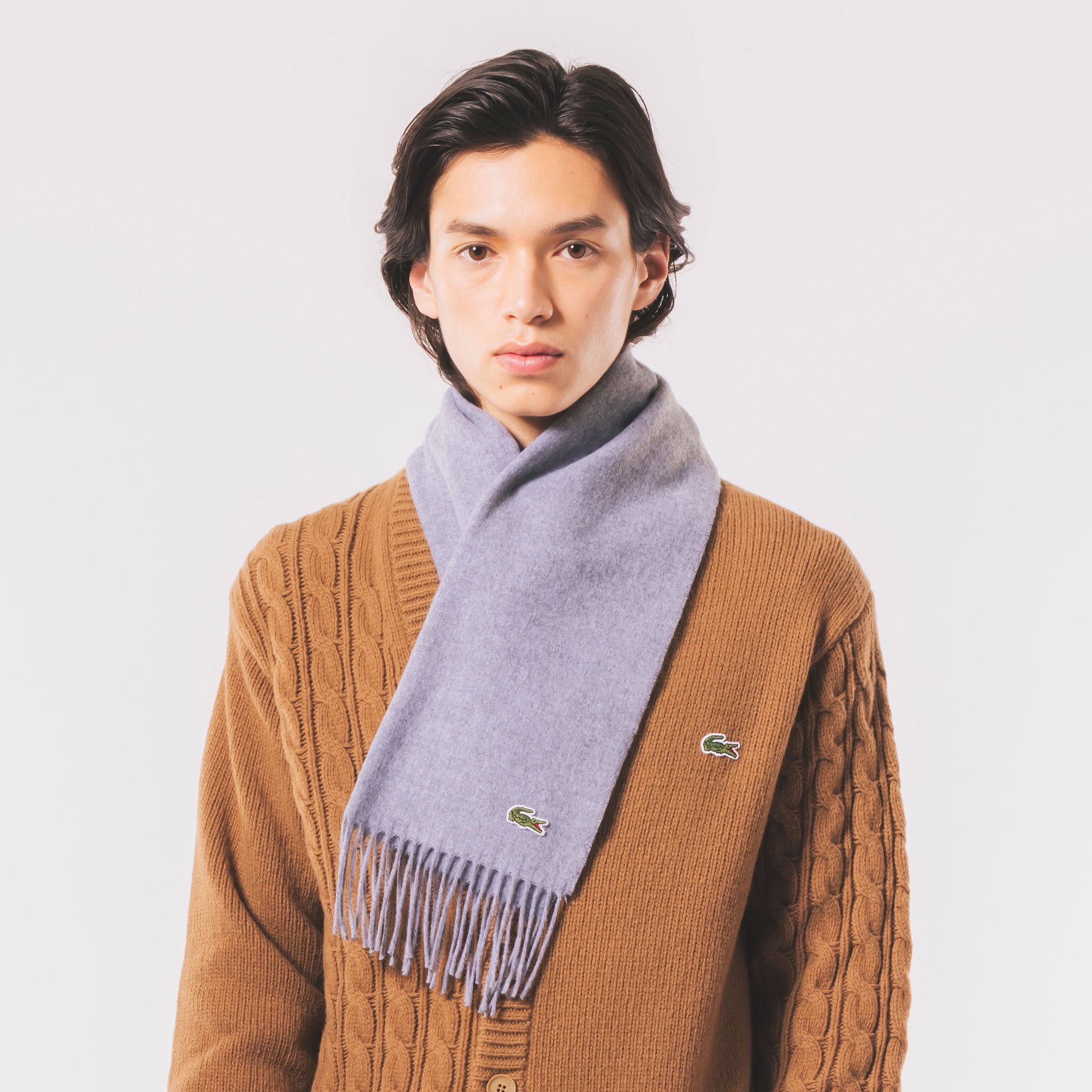 LACOSTE　サスティナブルジャカードマフラー　グリーン - QIJ ラコステ LACOSTE サスティナブルジャカードマフラー （グリーン