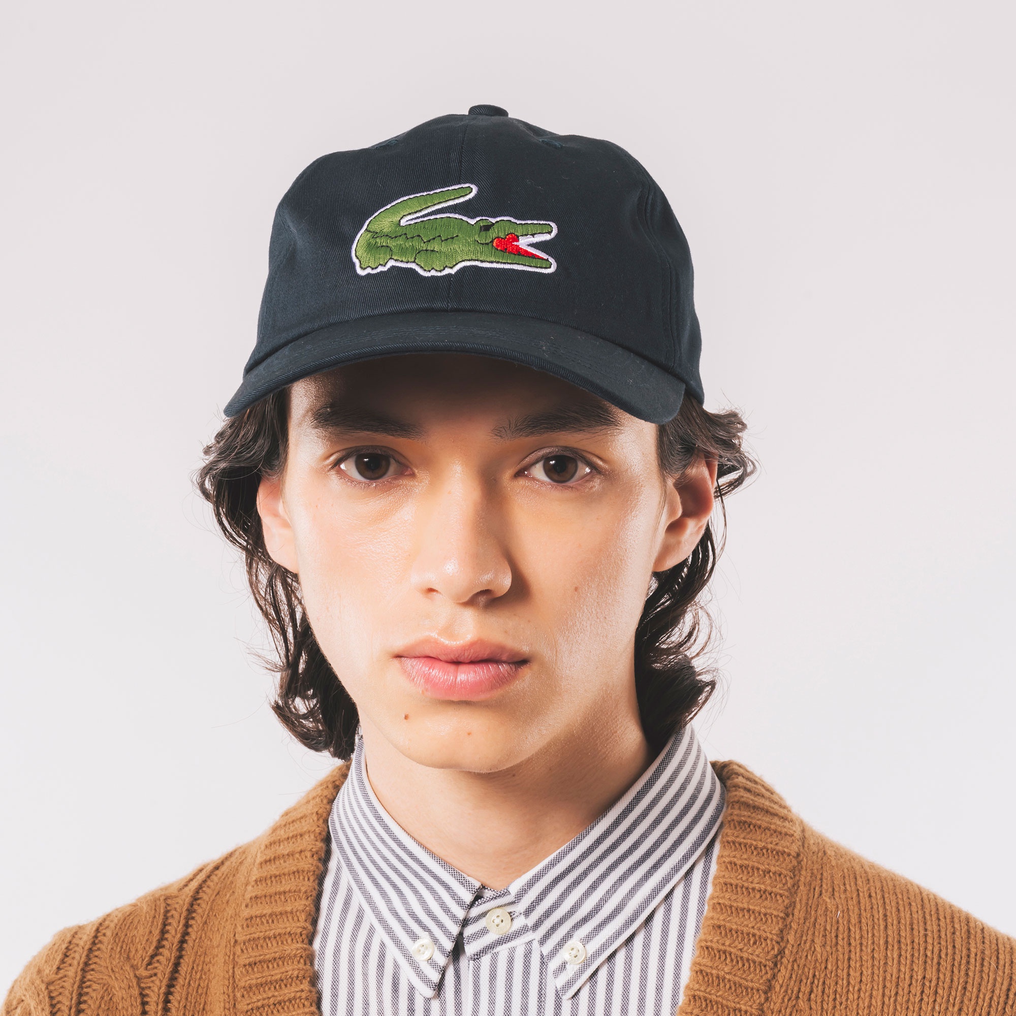 LACOSTE TERRE BATTUEキャップ Lサイズ オーバーサイズワニロゴステッチキャップ RK009J - ラコステ
