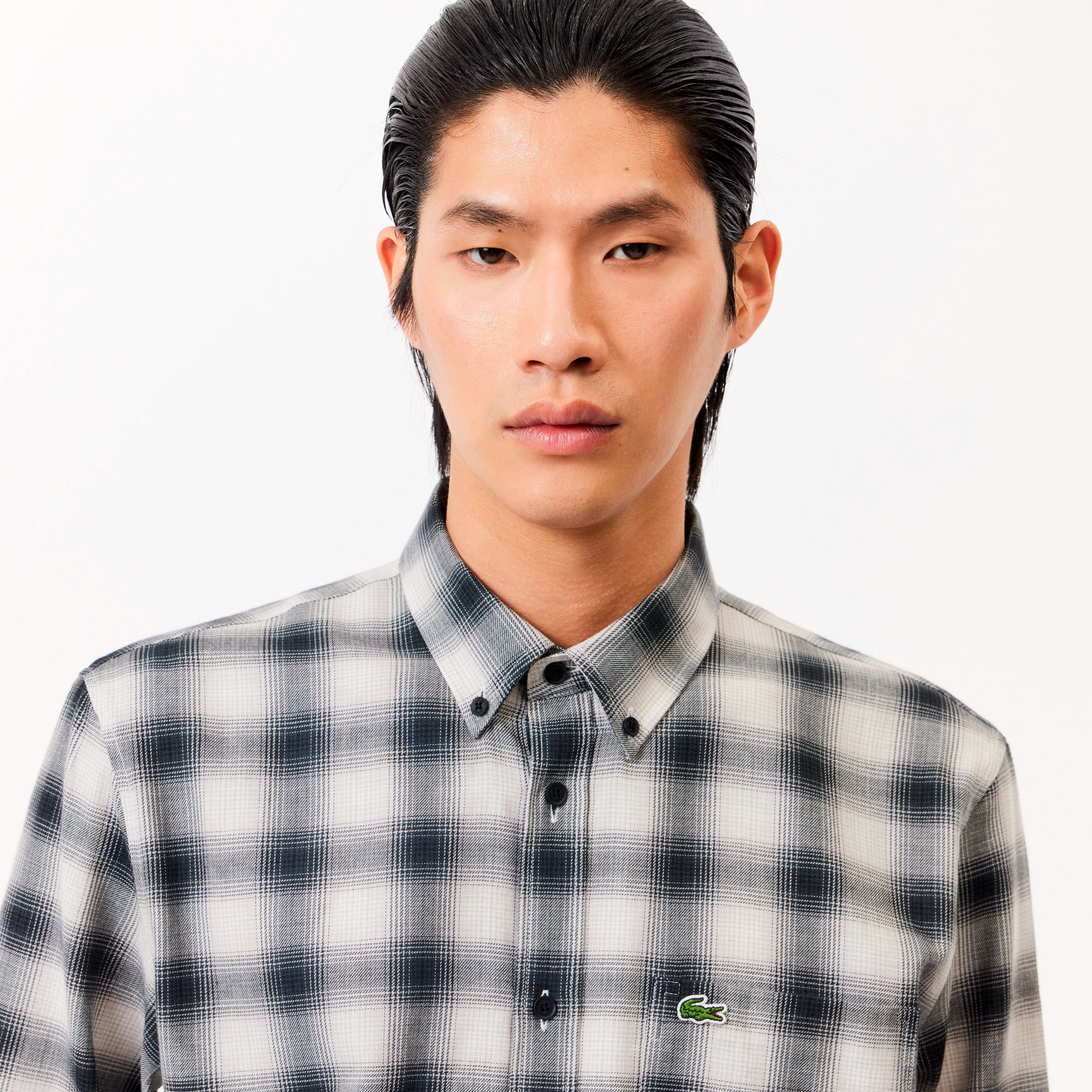 ウールブレンドフランネルチェックシャツ