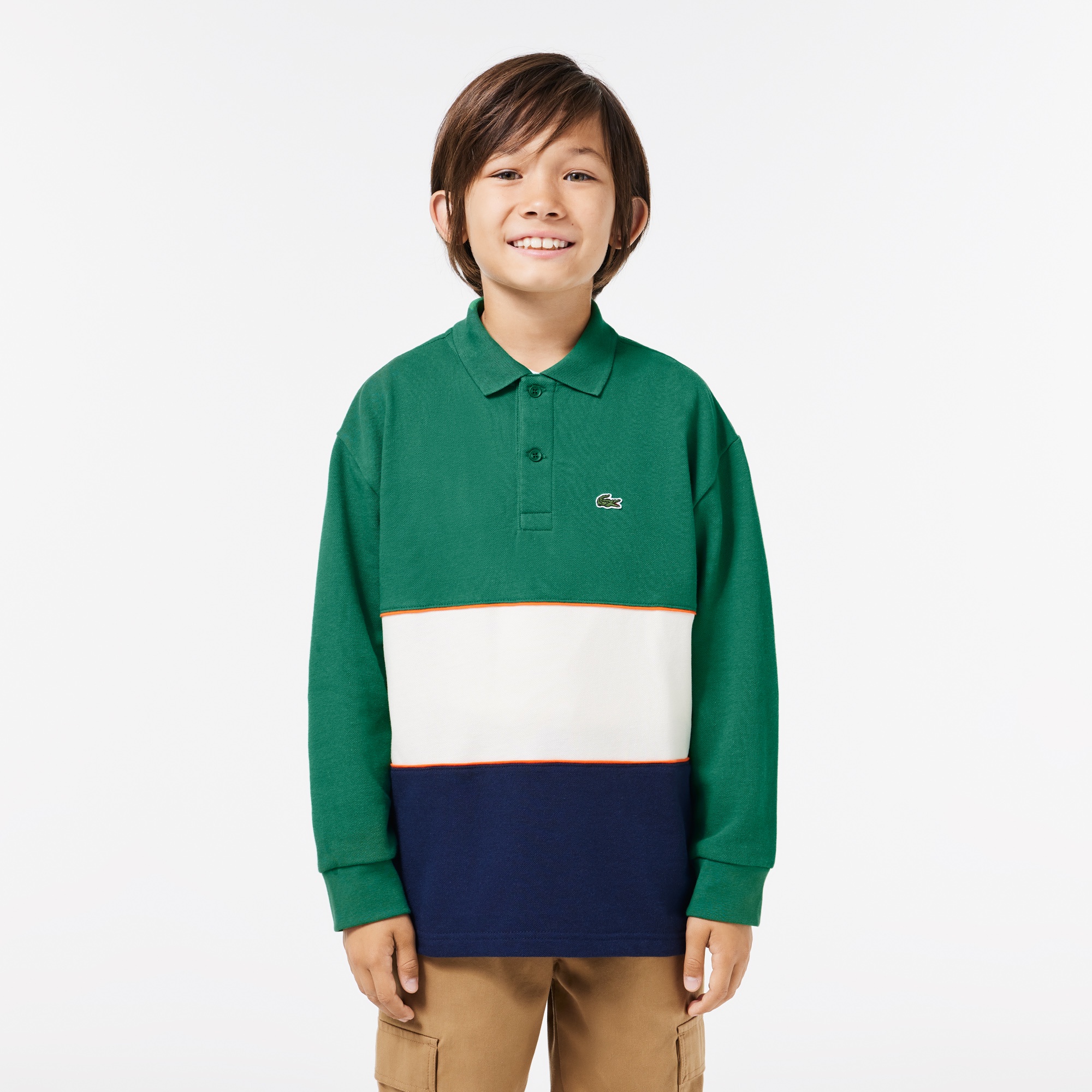 カラーブロックJUNIOR長袖ポロシャツ