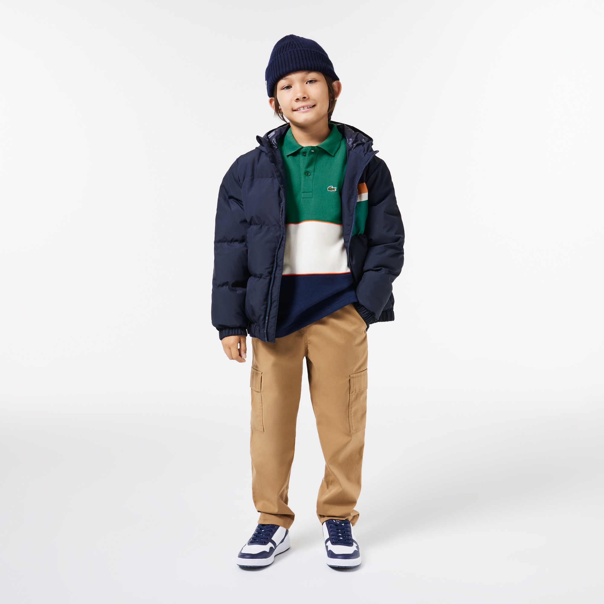 カラーブロックJUNIOR長袖ポロシャツ