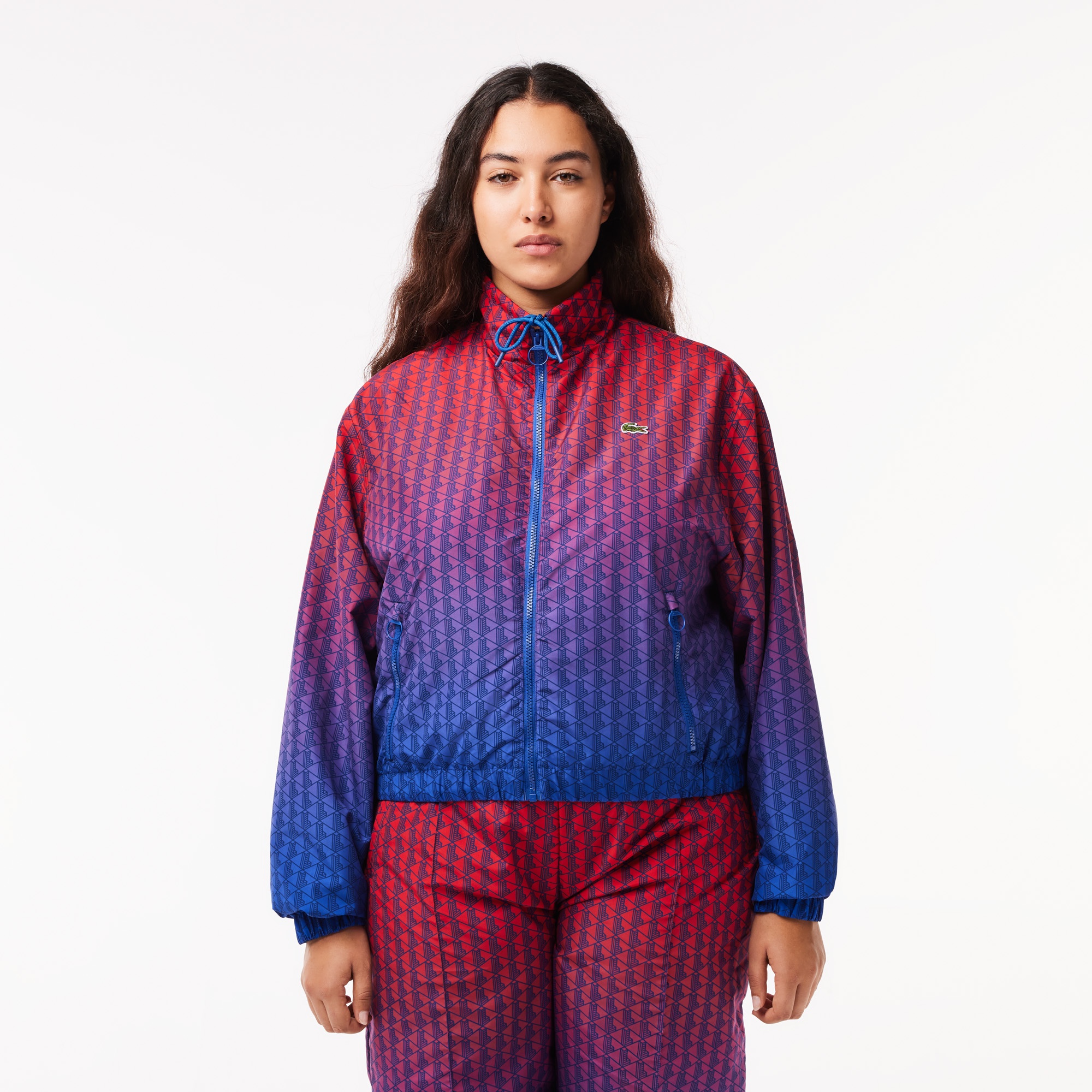 グラデーションモノグラムスタンドカラージャケット