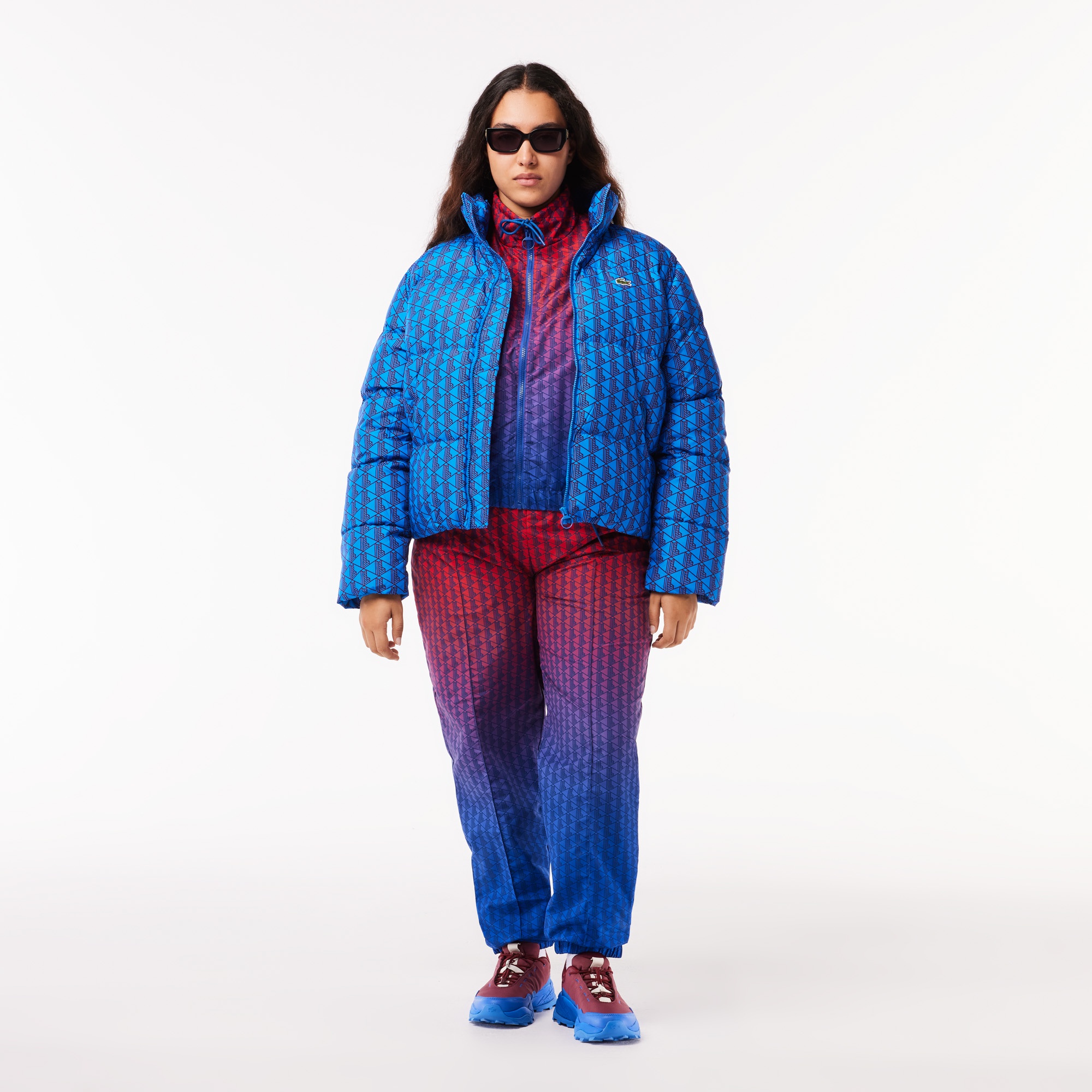 グラデーションモノグラムスタンドカラージャケット