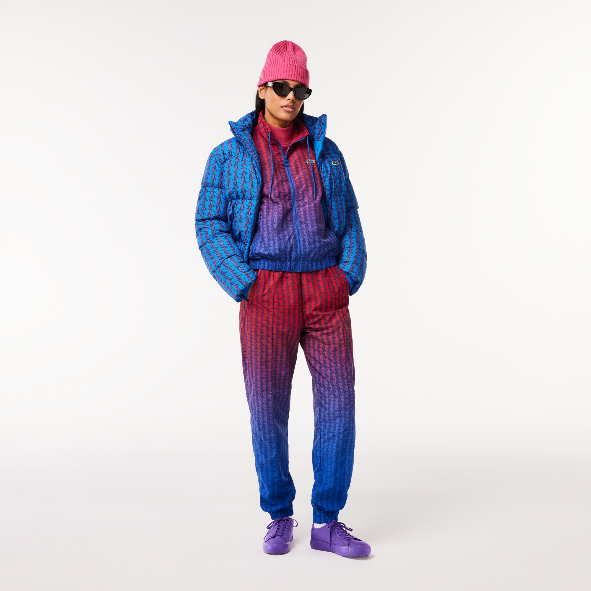 グラデーションモノグラムスタンドカラージャケット