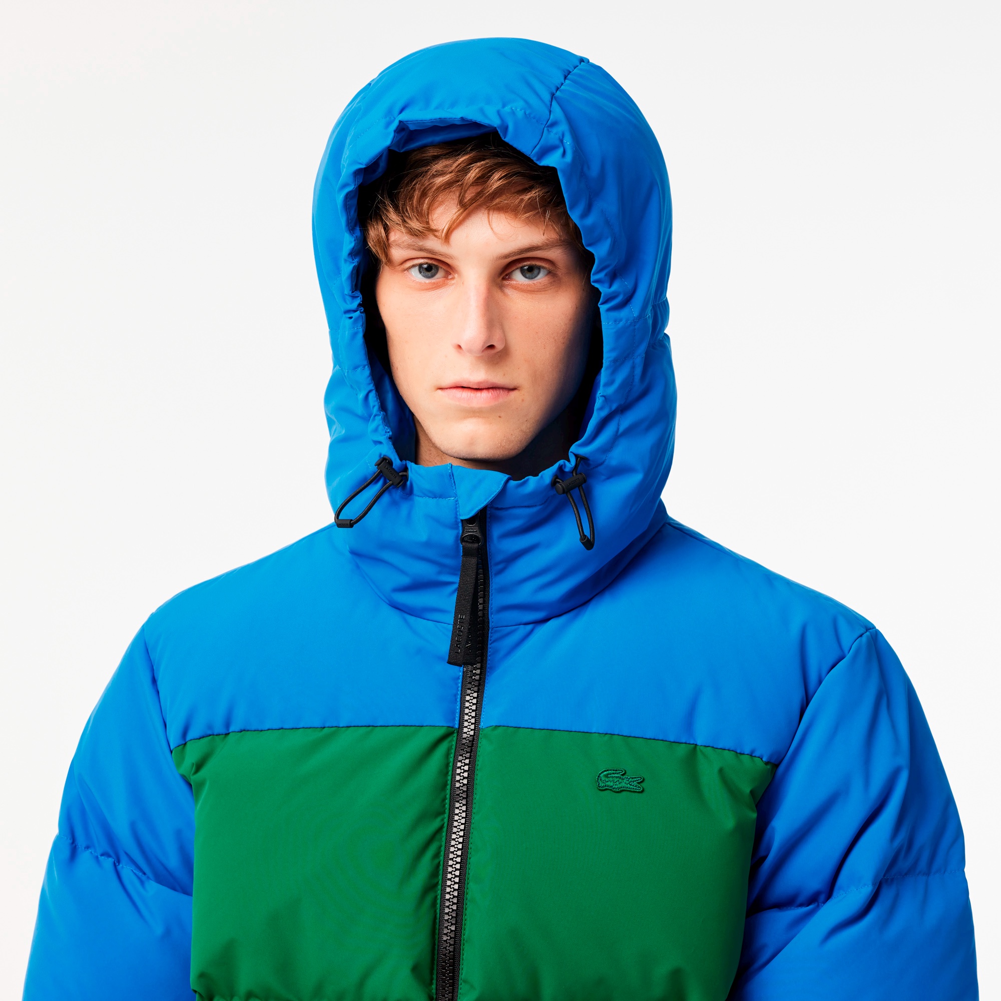 パネル配色ダウンジャケット