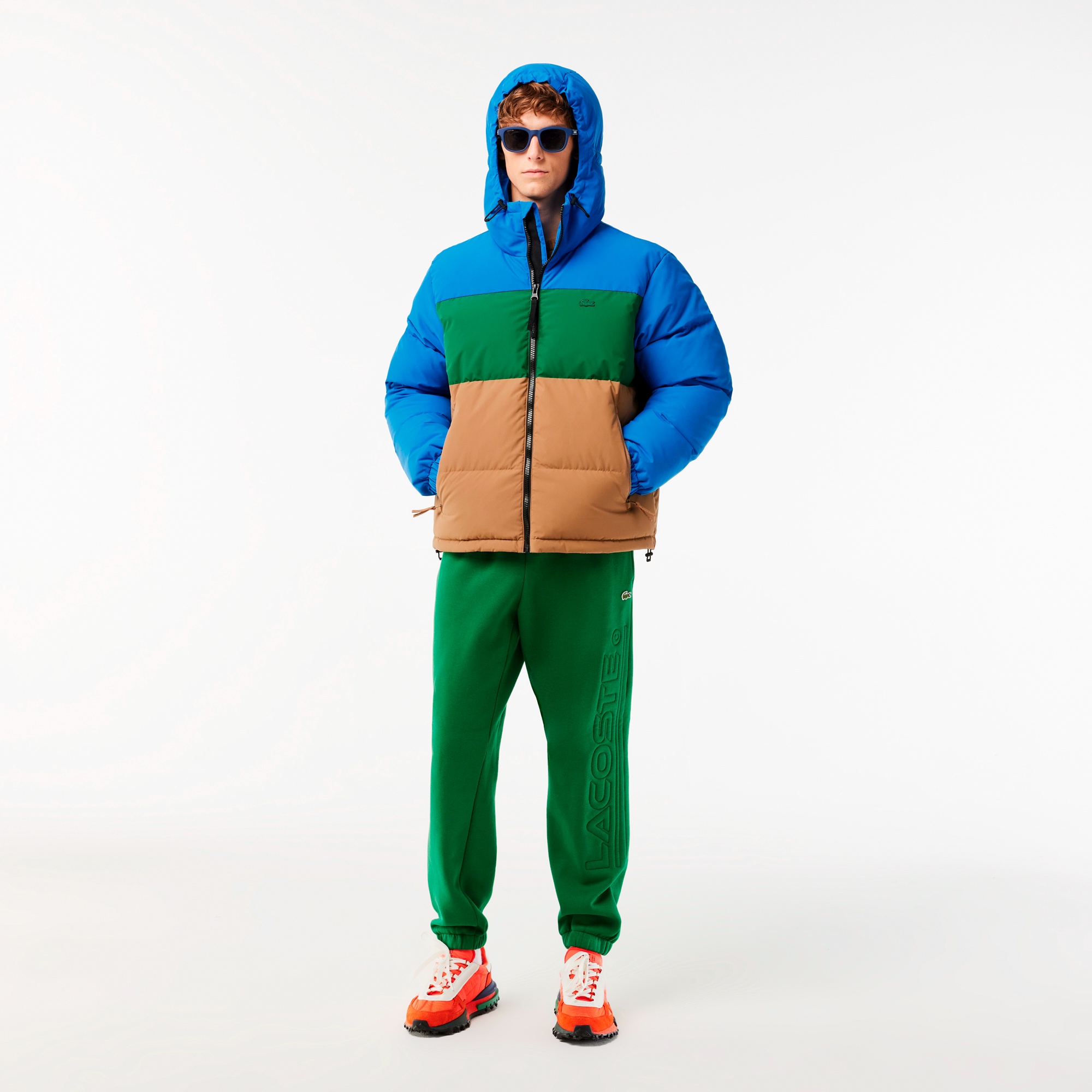 パネル配色ダウンジャケット