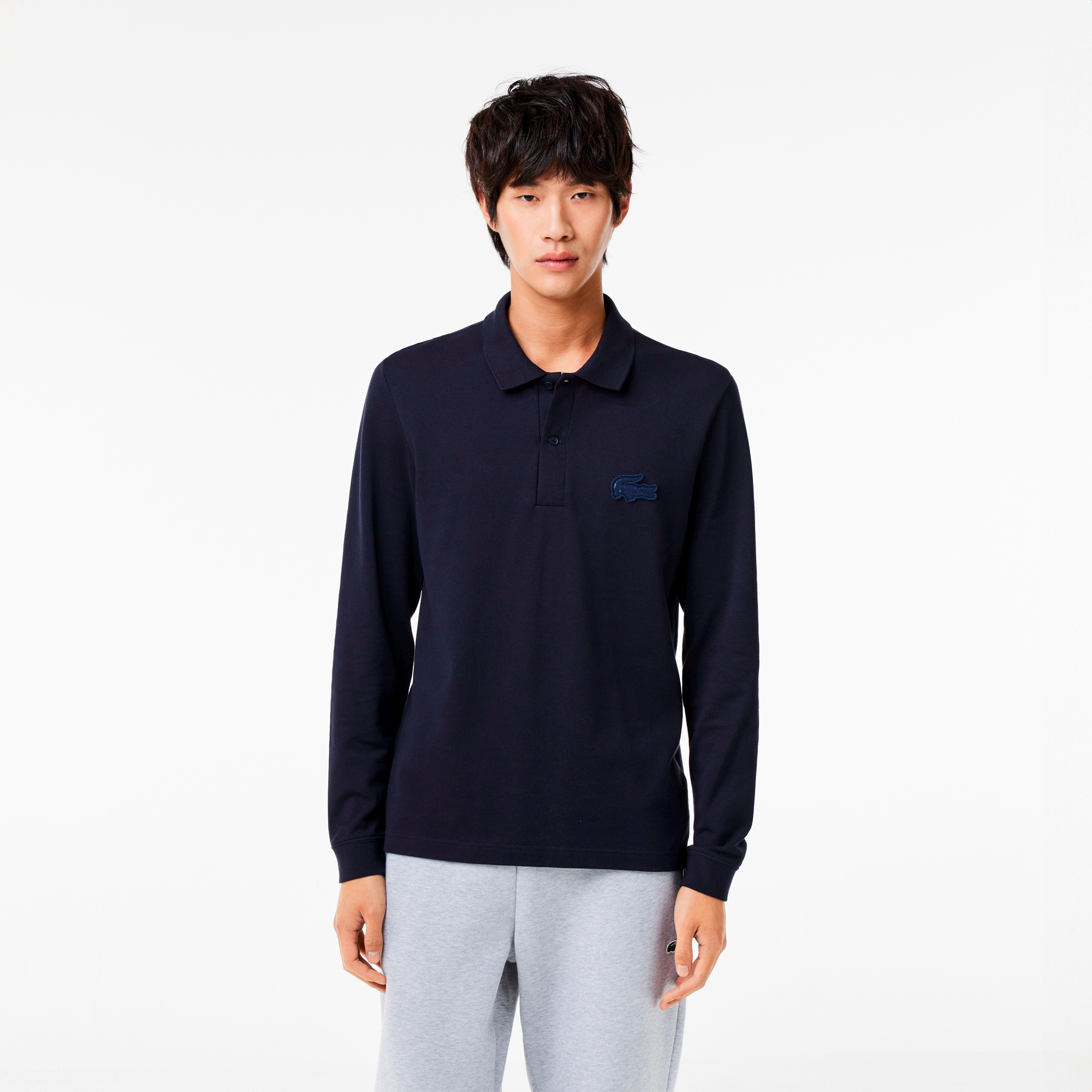 LACOSTE 3Dワニロゴパッチ ロングスリーブポロシャツ PH6423 3Dワニロゴパッチロングスリーブポロシャツ PH6423 - ラコステ