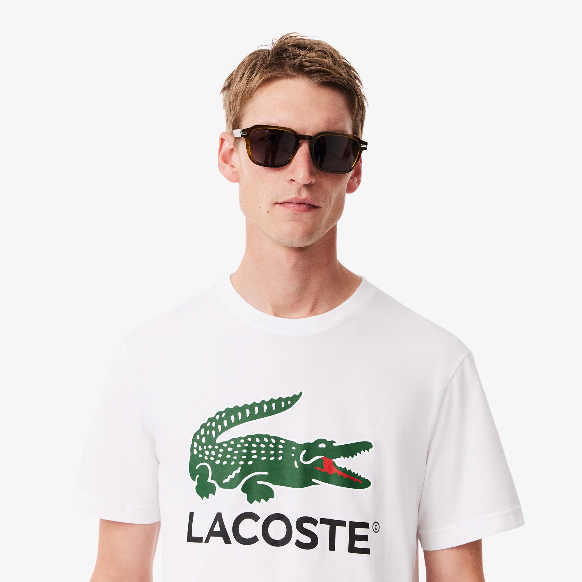 ワニロゴグラフィックプリントTシャツ
