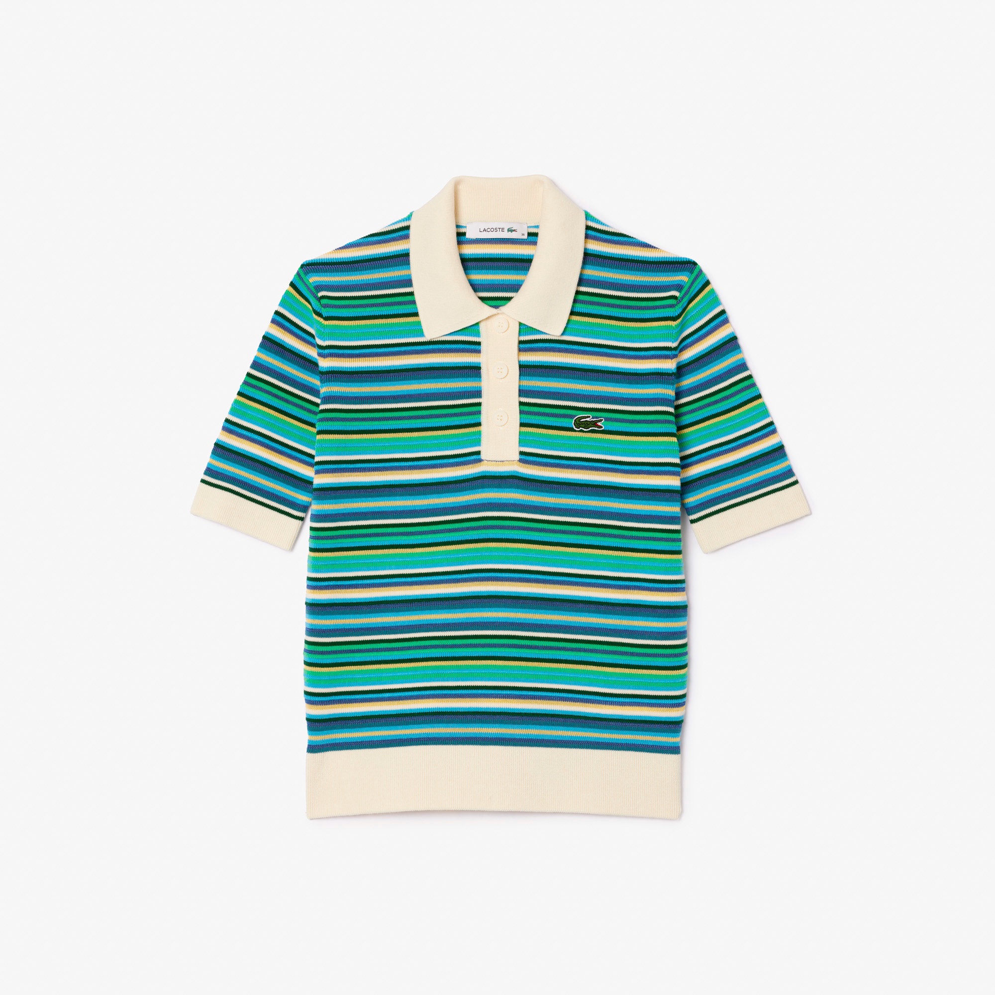 マルチカラーボーダーニットポロシャツ