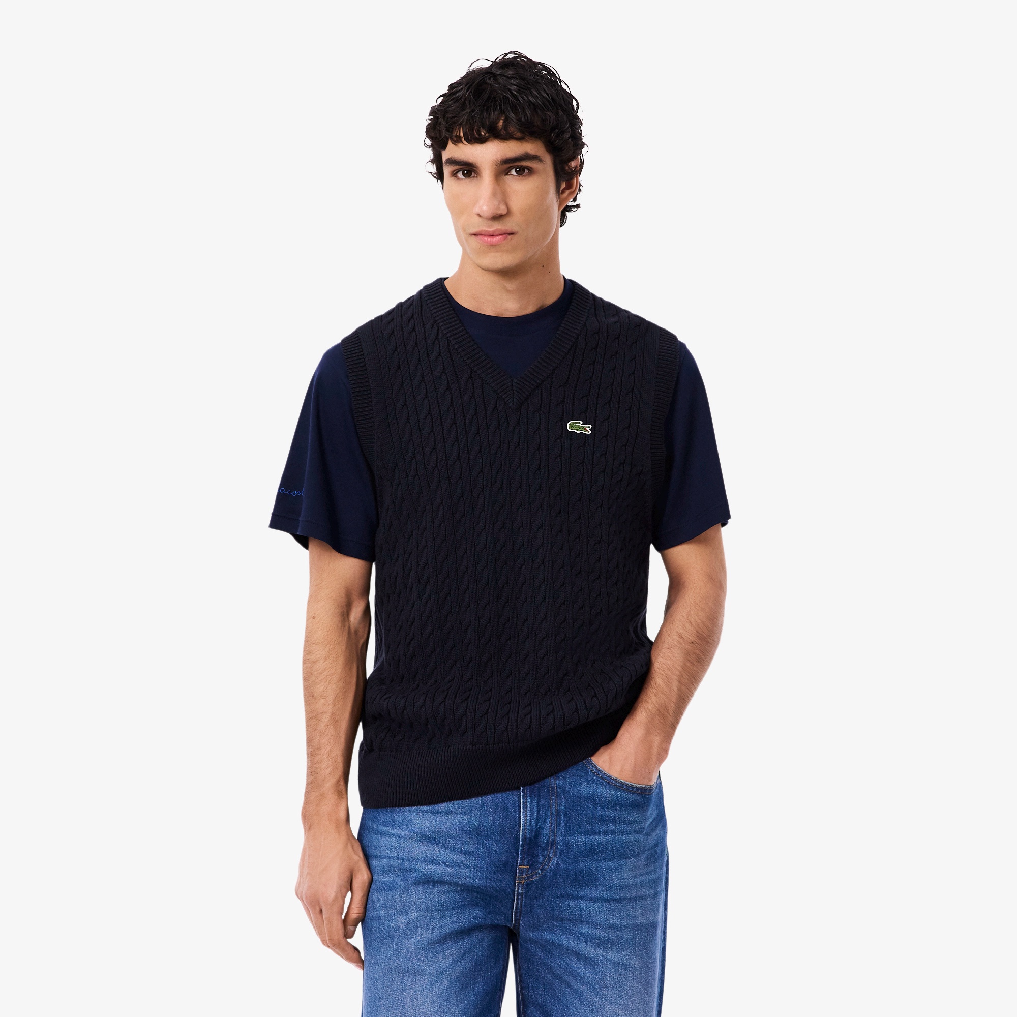 ケーブルニットVネックベスト AH7633 - ラコステ（LACOSTE）公式