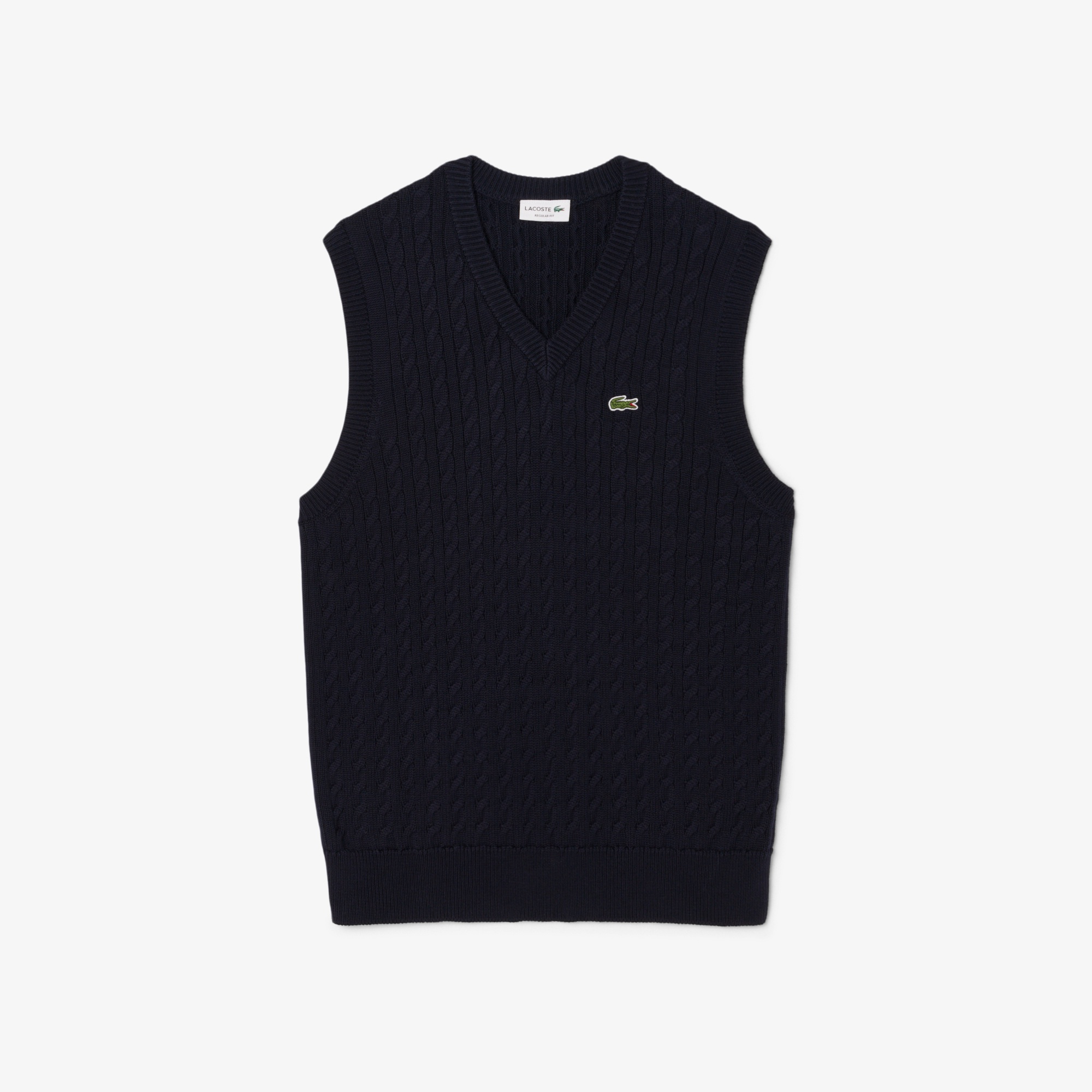 ケーブルニットVネックベスト