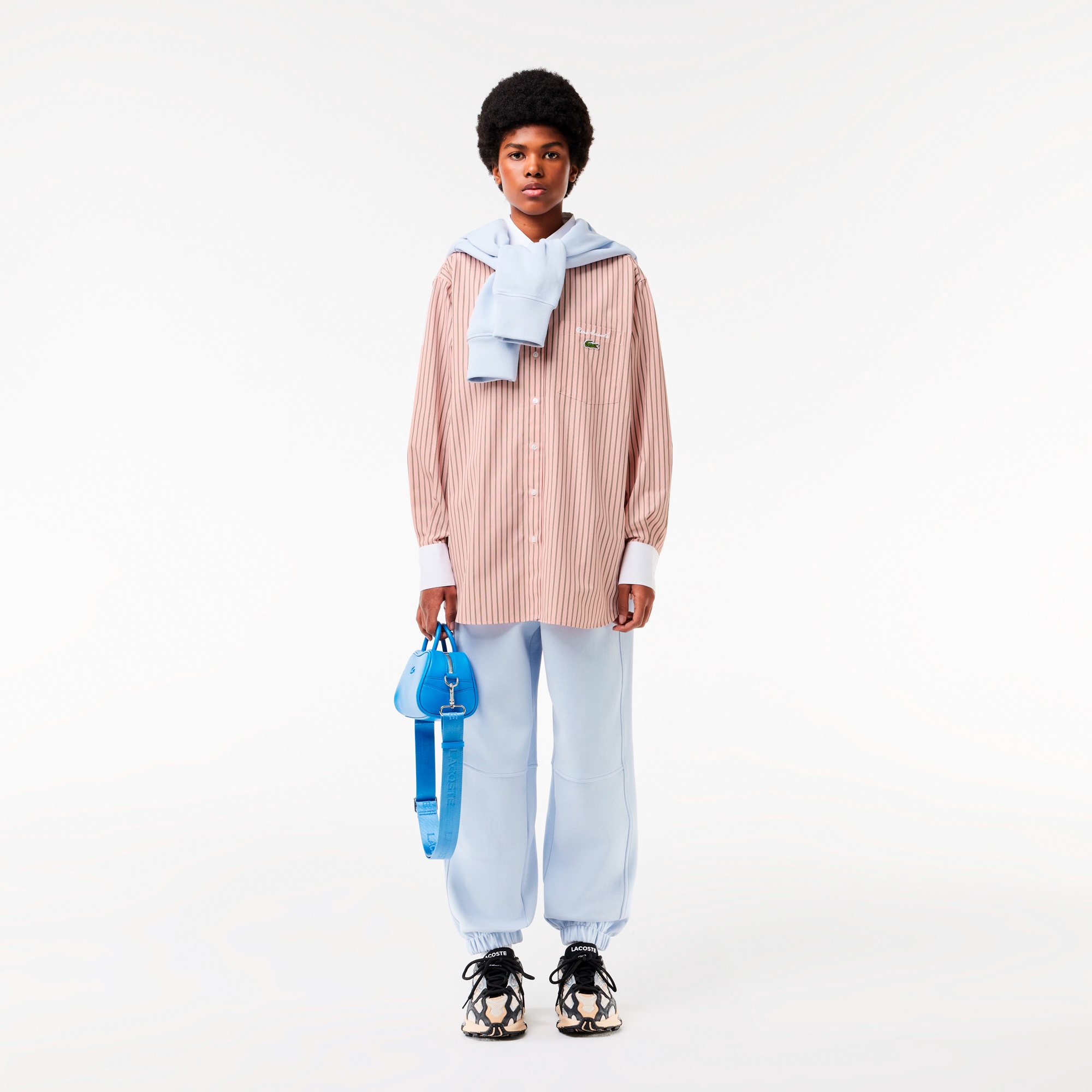 ストライプクレリックシャツ